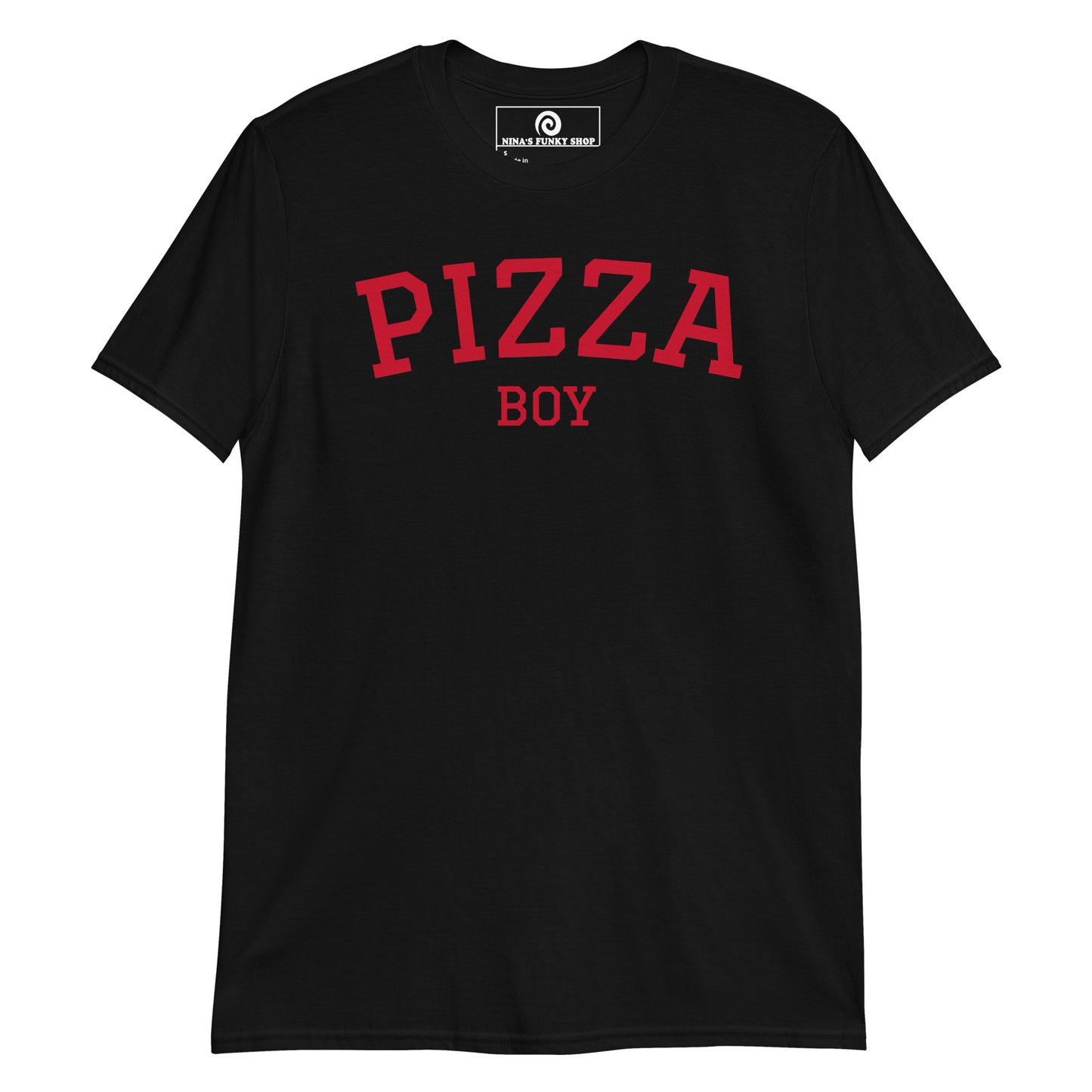Black Pizza Boy T-Shirt - Varsity Red