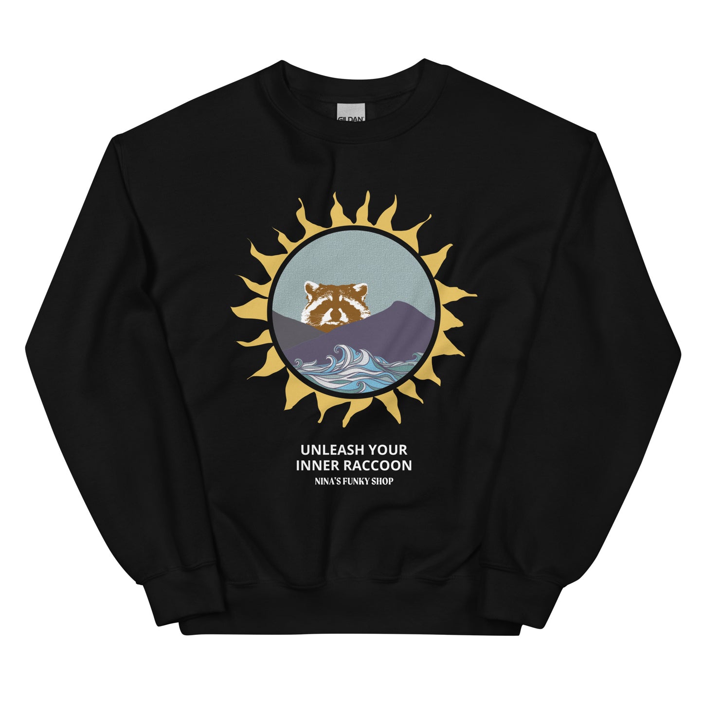 Black Raccoon Mountain Sweatshirt - Unleash Your Inner Raccoon