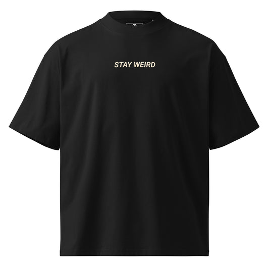 Black Stay Weird Organic Oversized High Neck T-Shirt