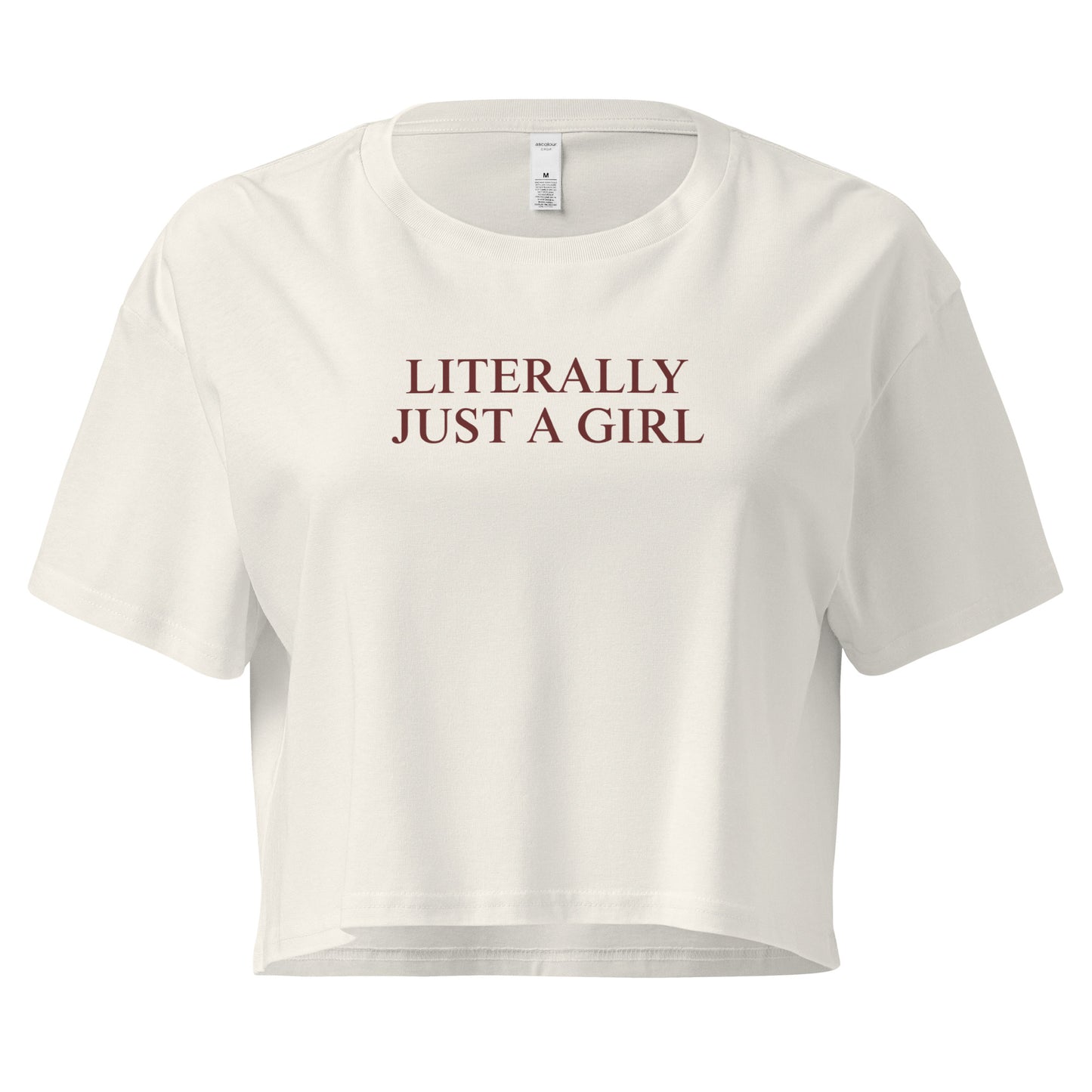 Ecru Literally Just A Girl Crop Top