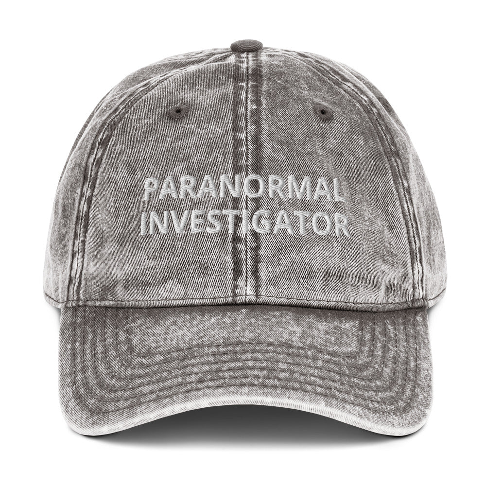 Gray Paranormal Investigator Vintage Dad Hat
