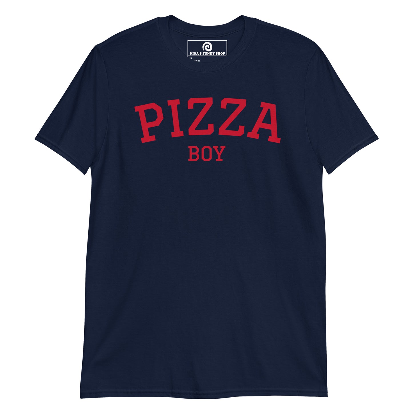 Navy Pizza Boy T-Shirt - Varsity Red