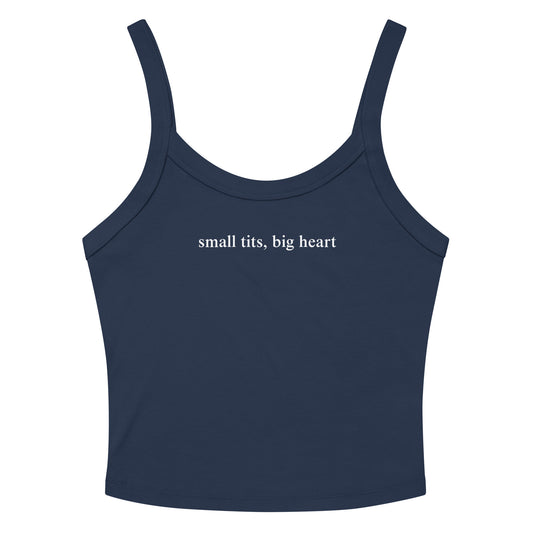 Navy Small Tits, Big Heart Tank Top