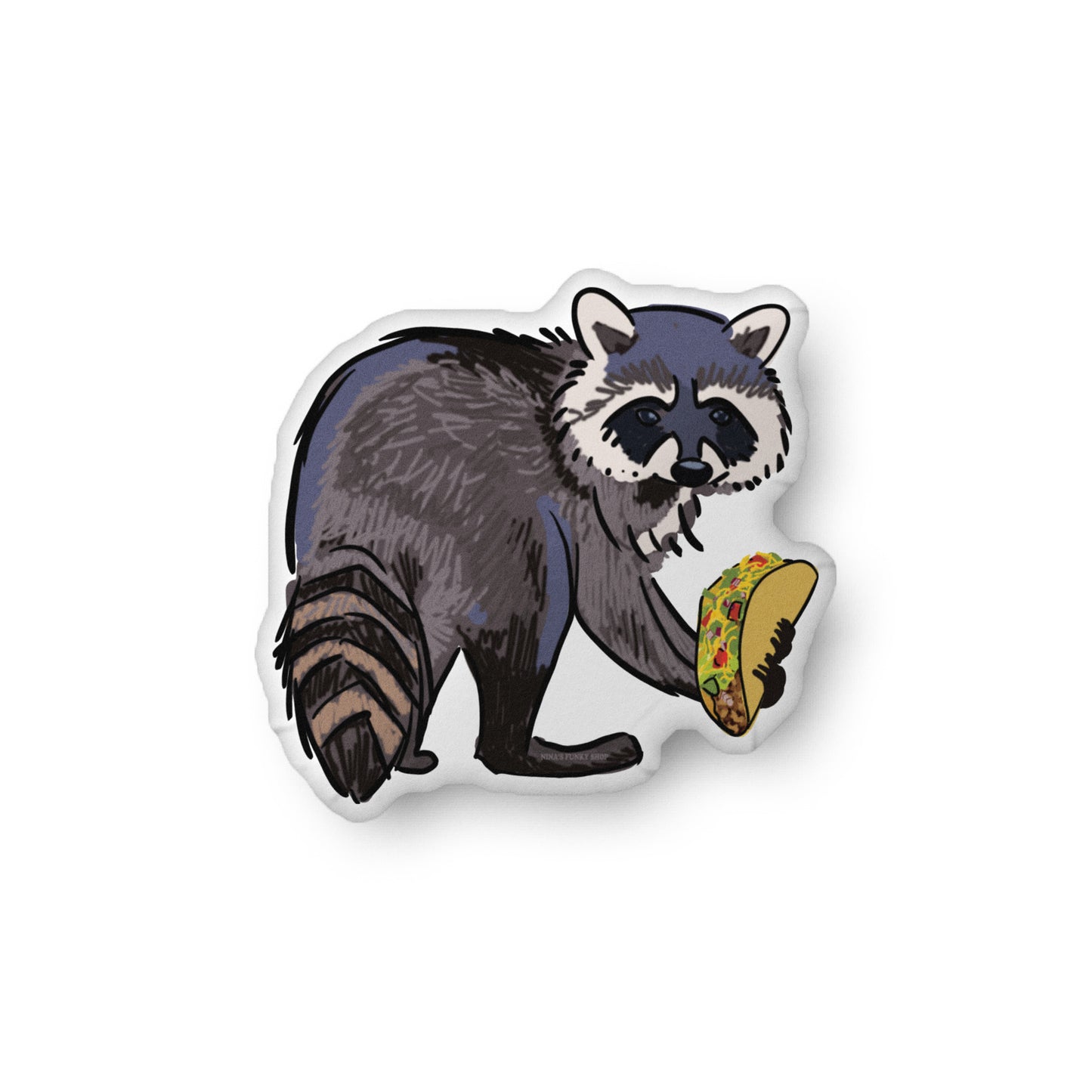 Raccoon Holding a Taco Pillow