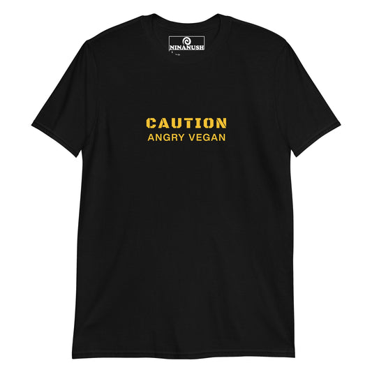 Caution Angry Vegan T-Shirt - ninanush
