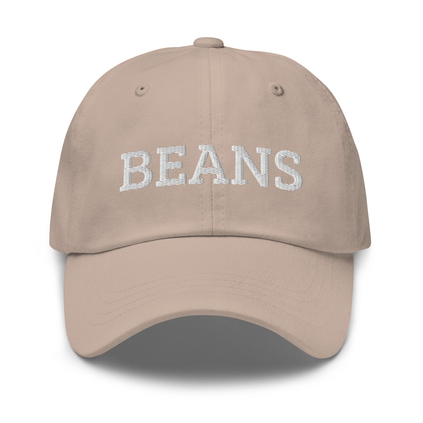 Beige Beans Dad Hat from Nina's Funky Shop by ninanush - Love beans? Looking for a funny foodie gift? This dad hat is not just for dads! Our Beans Hat is the best funny foodie hat and just what you need. This classic unisex dad hat has a low profile, adjustable strap, and a curved visor. Eat your favorite beans and add a little personality to your everyday funky style.