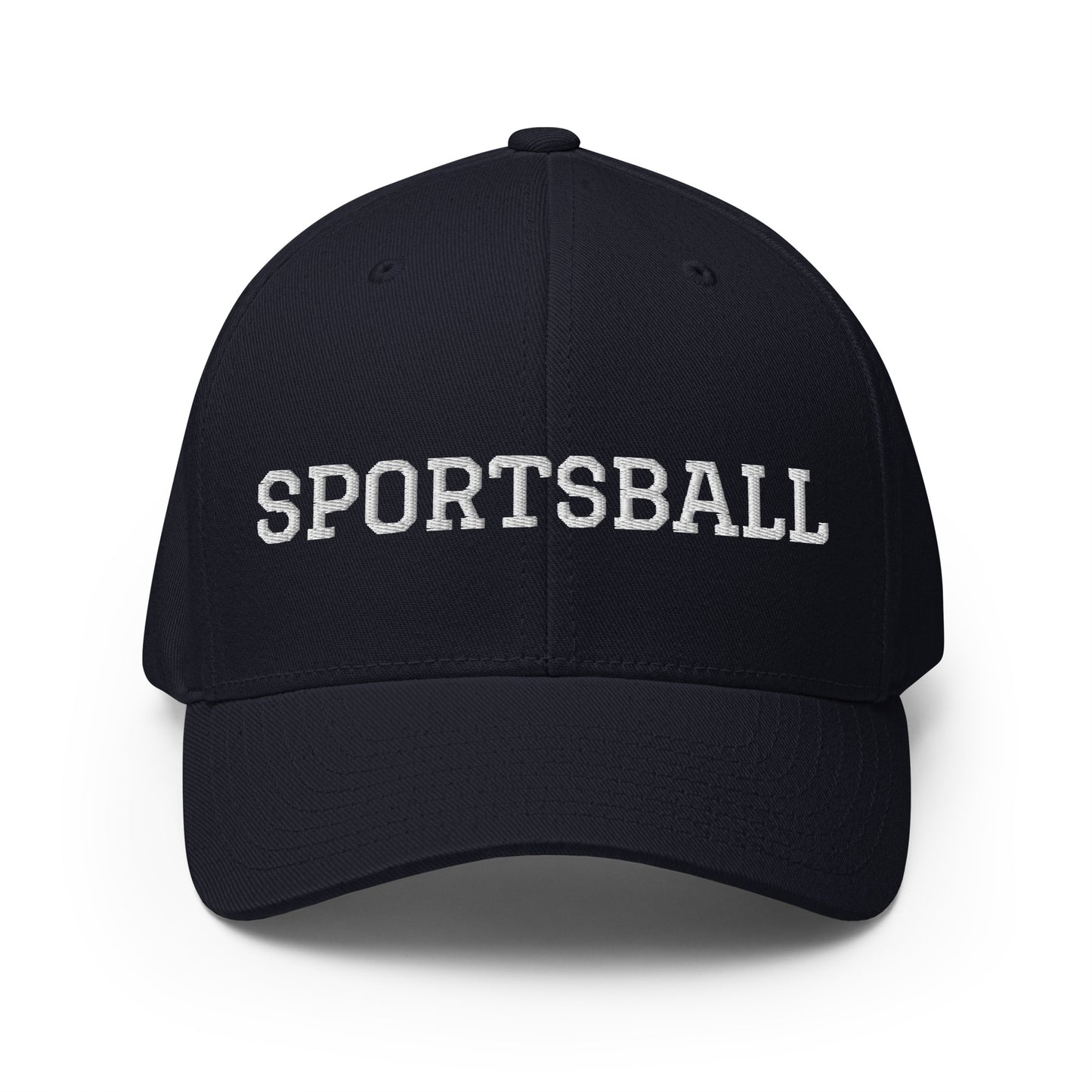 Navy This Sportsball Hat is funny, sarcastic and perfect for all your game day activities. Available in two sizes with an elastic stretch band, this hat is comfortable, comes in a variety of colors and is made just for you. It has an athletic shape with a curved visor and a sarcastic sports fan design, expertly embroidered on the front.