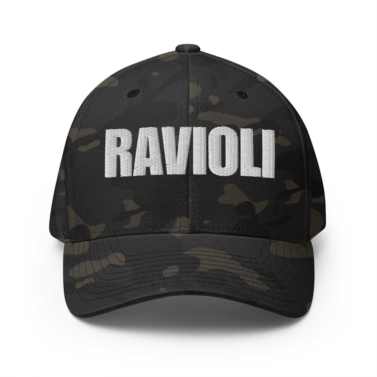 Camo hat for foodies - This ravioli hat is just what every pasta lover needs. It's a funny foodie hat with a unique embroidered design for ravioli enthusiasts. Eat your favorite ravioli in style and make a statement in this comfortable and unique funny pasta lover hat for foodies. It's also the perfect funny gift for ravioli lovers and foodies of all kinds.