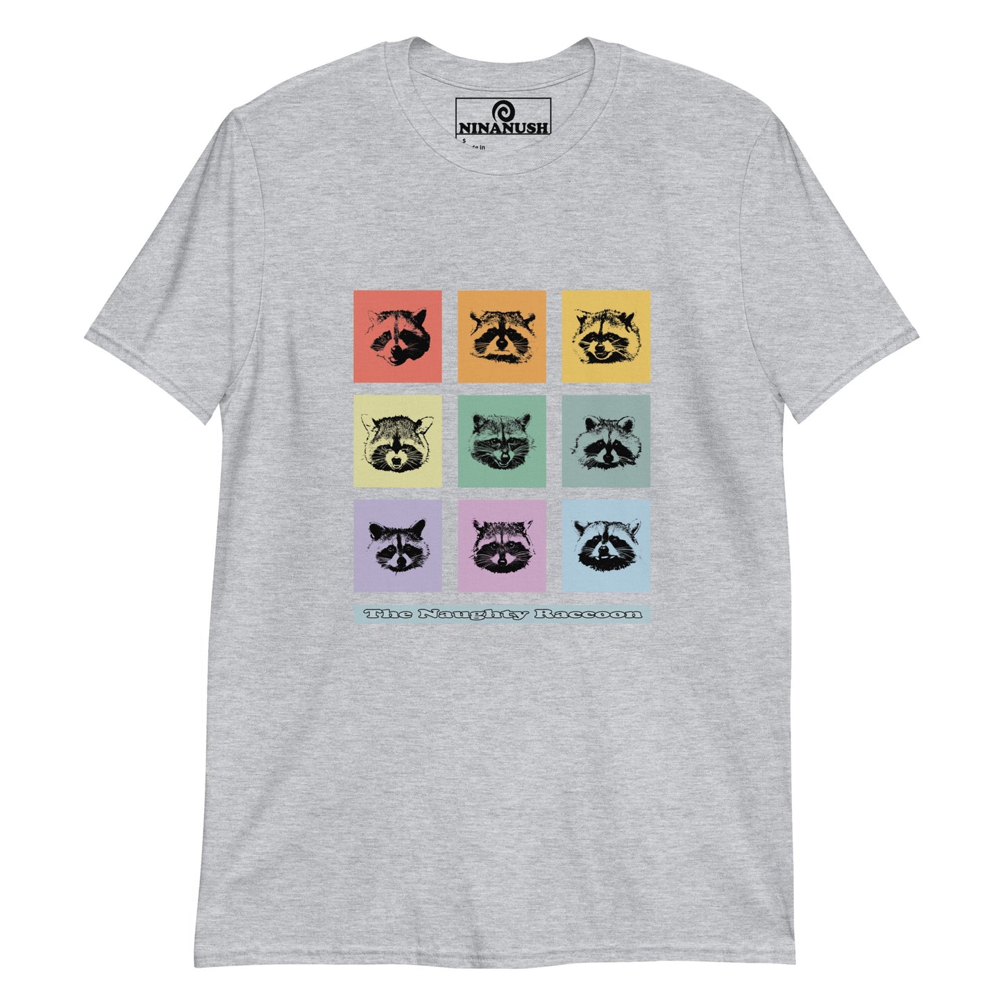 Colorful Nine Naughty Raccoons T-Shirt - ninanush