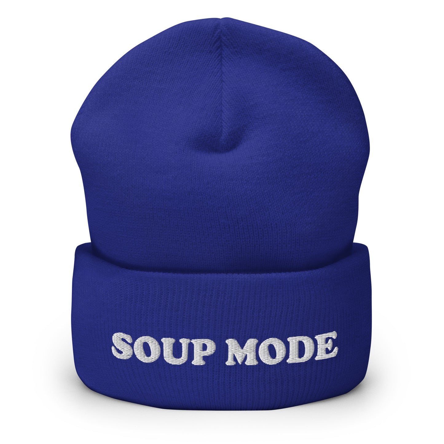 Royal Blue Soup Mode Hat - It's always soup season in our Soup Mode Beanie! It's warm, cozy and embroidered just for you. A funny winter hat for soup lovers and foodies of all kinds. Eat your favorite soup in style or give it as a gift for a soup enthusiast! Looking for something personalized? A different embroidery color? Shoot us an email!