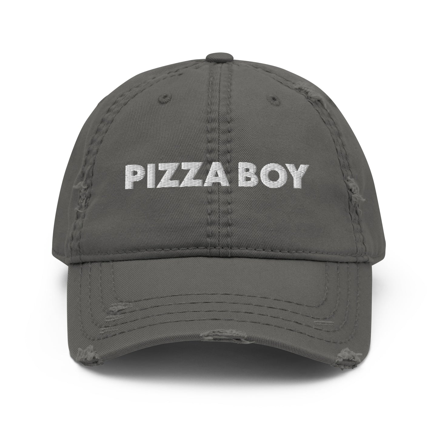 Gray Pizza Boy Hat - Love pizza? Looking for gift for a pizza lover? This Pizza Boy hat is just what you need. It's a comfortable cotton hat with an adjustable closure and "Pizza Boy", expertly embroidered on the front. A funny foodie hat, designed by Nina and made just for you!