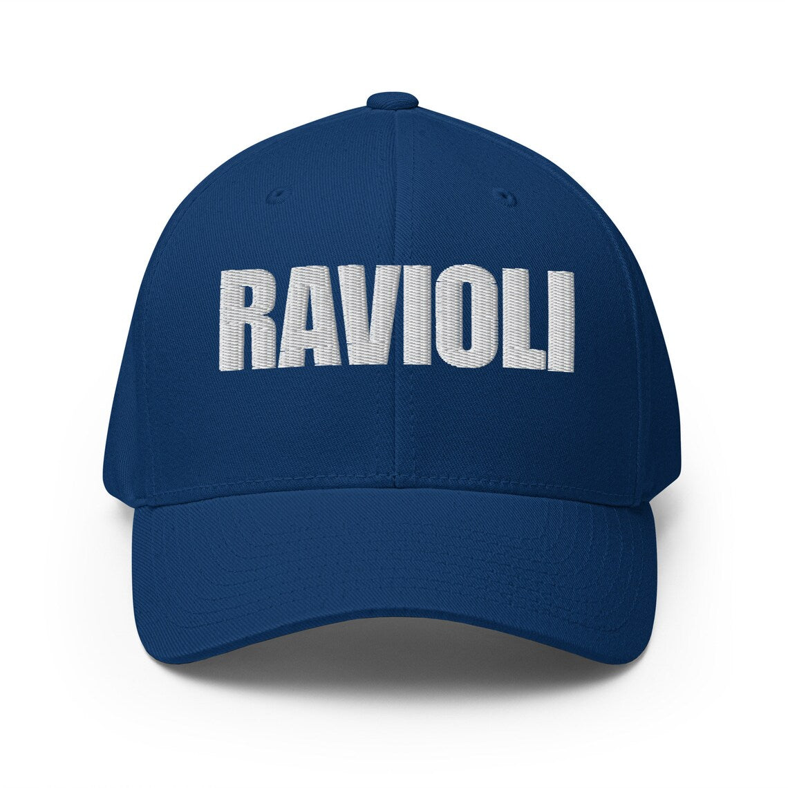 Blue pasta lover ravioli hat - This ravioli hat is just what every pasta lover needs. It's a funny foodie hat with a unique embroidered design for ravioli enthusiasts. Eat your favorite ravioli in style and make a statement in this comfortable and unique funny pasta lover hat for foodies. It's also the perfect funny gift for ravioli lovers and foodies of all kinds.
