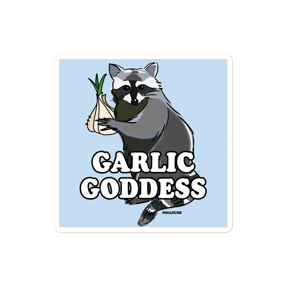 Garlic Goddess Raccoon Sticker