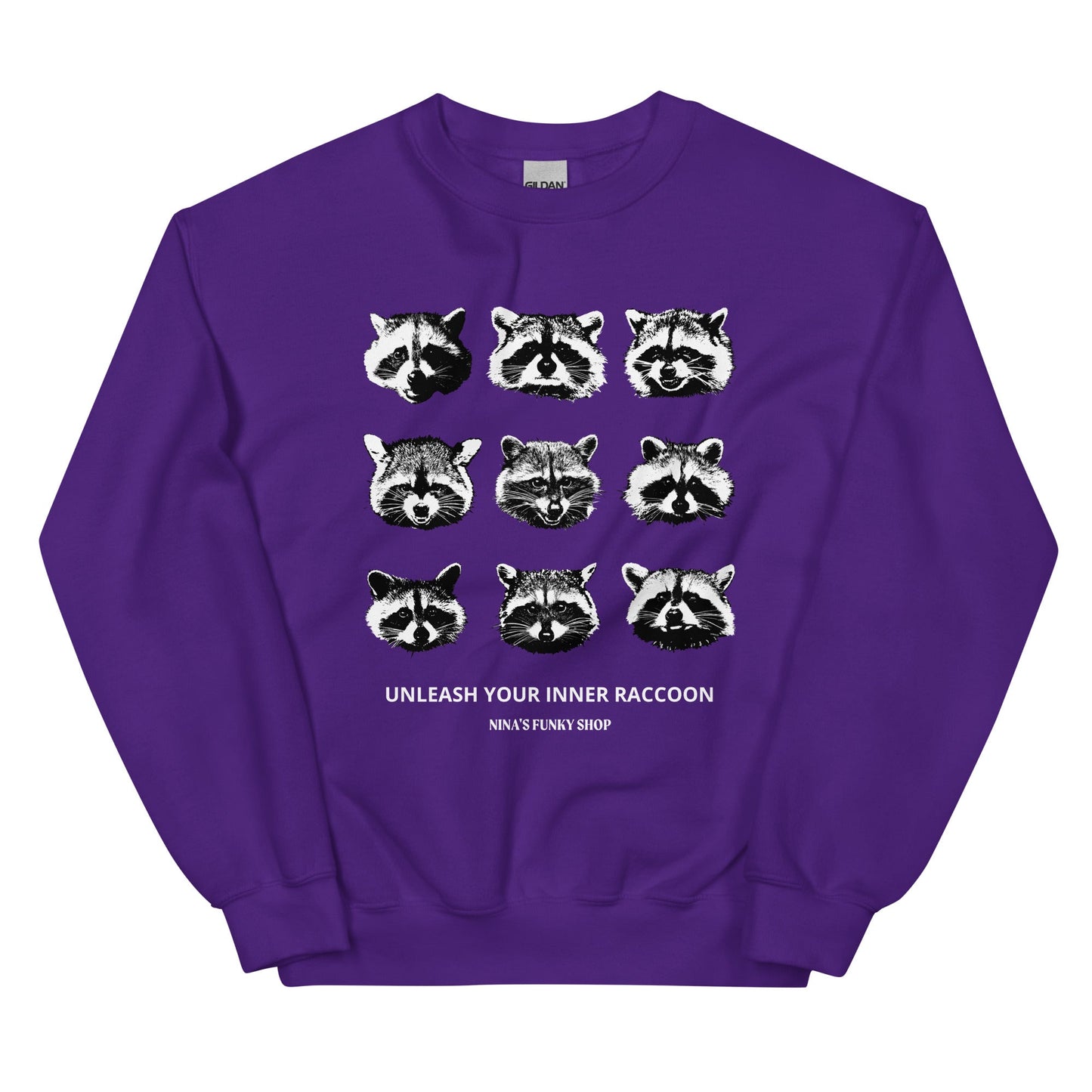 Nine Naughty Raccoon Faces Sweatshirt - ninanush