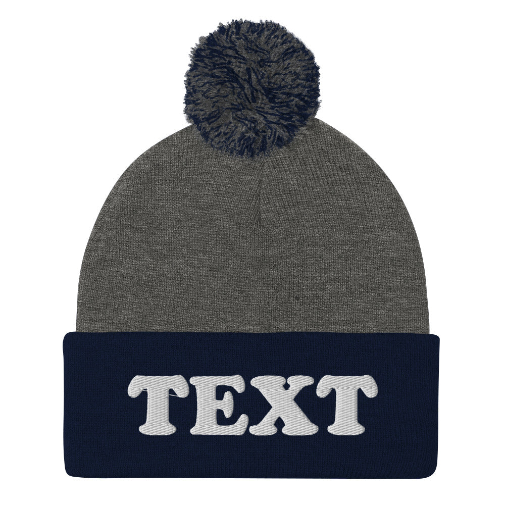 Navy and Gray Custom Beanie from Nina's Funky Shop by ninanush - Looking for a unique embroidered beanie? A personal gift for a friend? Design your beanie right here with us! Just add your personalized text and create your new favorite hat. A classic pom pom beanie that's warm, cozy and made just for you! It comes in a variety of colors with "Your Custom Text", embroidered on the front.