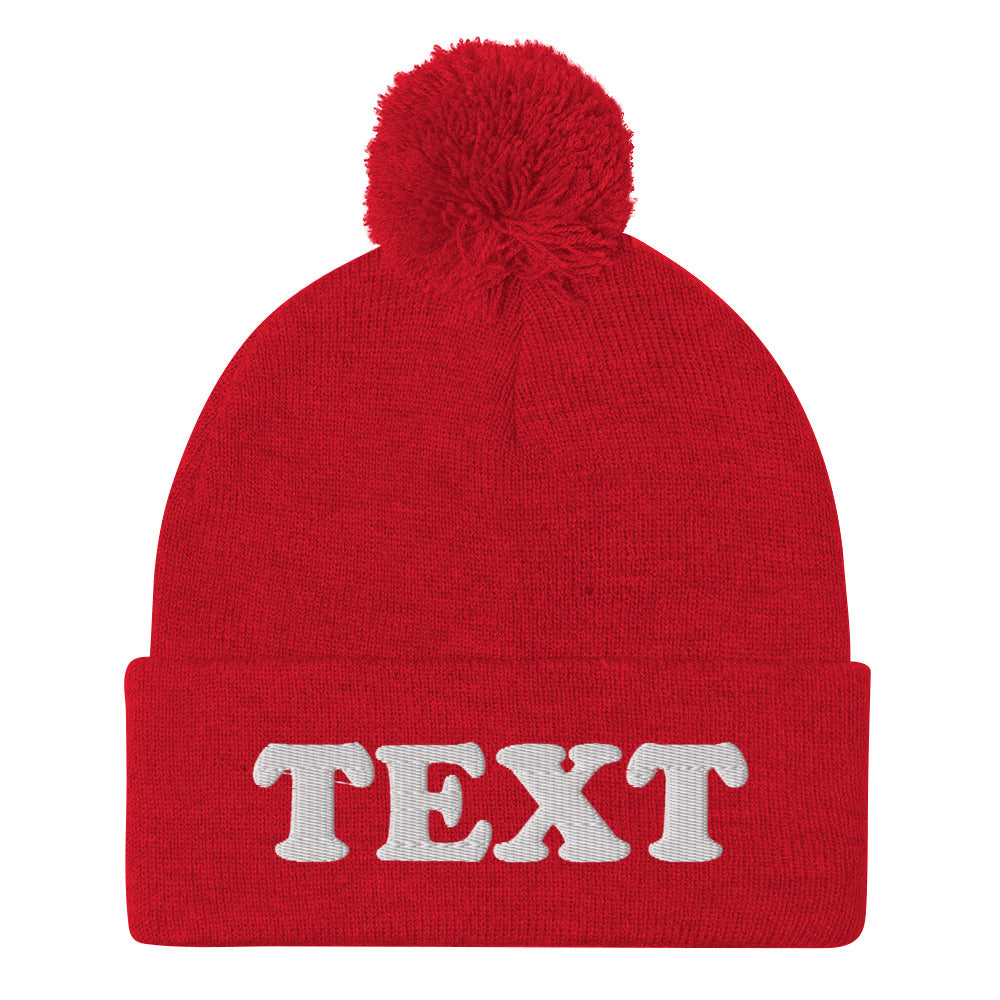 Red Custom Beanie from Nina's Funky Shop by ninanush - Looking for a unique embroidered beanie? A personal gift for a friend? Design your beanie right here with us! Just add your personalized text and create your new favorite hat. A classic pom pom beanie that's warm, cozy and made just for you! It comes in a variety of colors with "Your Custom Text", embroidered on the front.