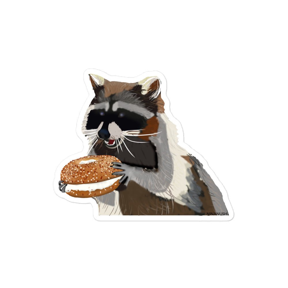 Raccoon Bagel Sticker - ninanush
