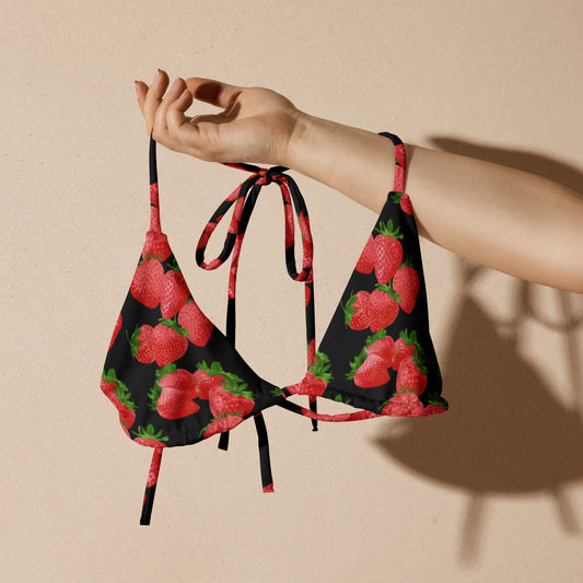 Strawberries Recycled Bikini Top - ninanush