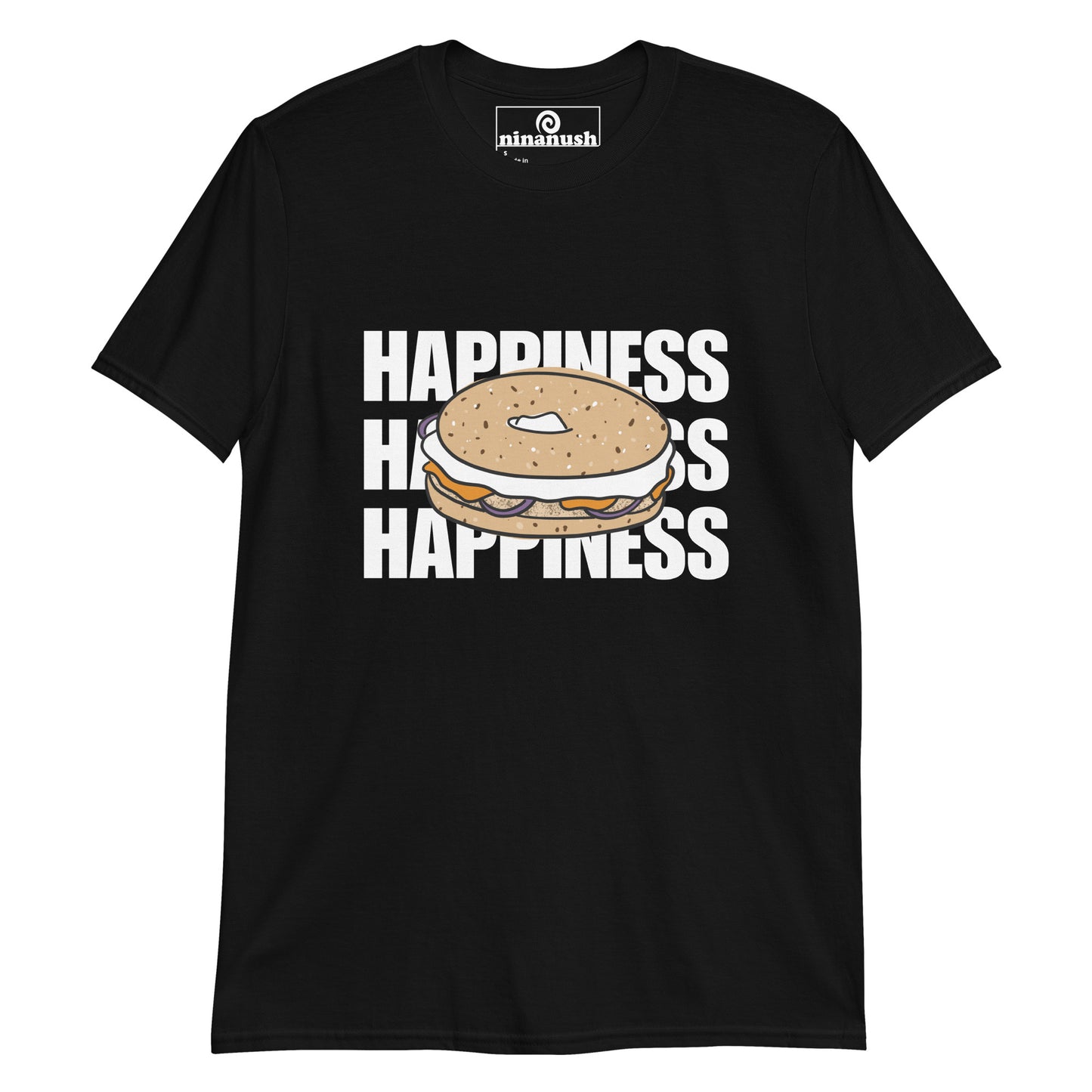Black everything bagel happy shirt - Do bagels make you happy? This unique bagel shirt is soft, comfortable and made just for you. Show off your love of bagels in this funny bagel lover t-shirt. It's a colorful and funky shirt for foodies of all kinds and everything bagel enthusiasts. Give this weird graphic tee as a gift for foodies or wear it on your everyday bagel adventures.