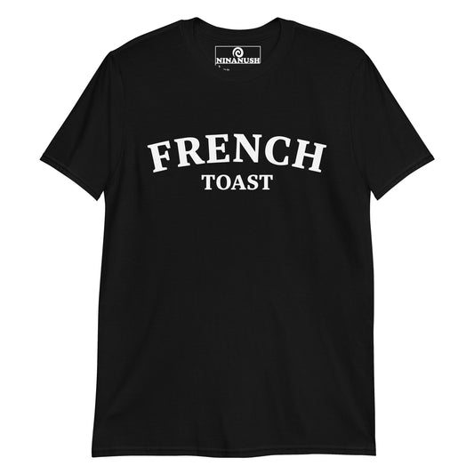 Black French toast shirt - This French toast shirt for breakfast lovers is a classic cotton tee made just for you. It's a unisex college-style shirt for foodies that is sure to stand out and make a statement. Eat French toast in this everyday unique food t-shirt or give it as a funny gift for a fellow food enthusiast or French toast aficionado.