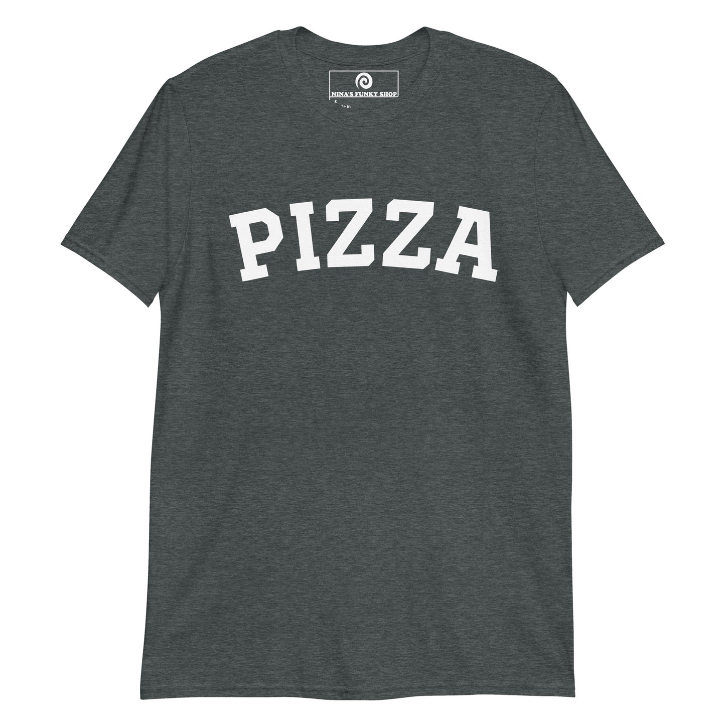 Dark Gray Pizza T-shirt - Our Pizza T-Shirt is soft, comfortable, and made just for you. It's a classic varsity style t-shirt with a funny design. Looking for something personalized? Shoot us an email!