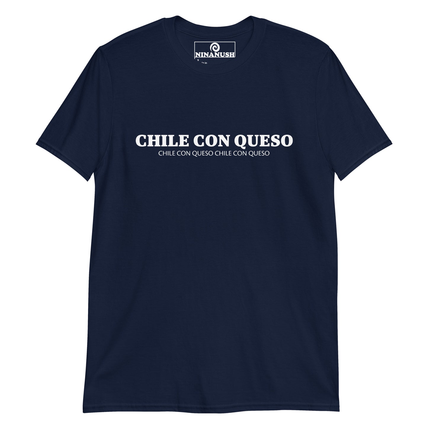 Navy chile con queso shirt - This chile con queso shirt is soft, comfortable and made just for you. It's a funny food t-shirt for chile con queso lovers and foodies of all kinds. Eat your favorite chile con queso or give this queso lover shirt as a funny gift for foodies. Celebrate your favorite foods in our funny food clothing and accessories.