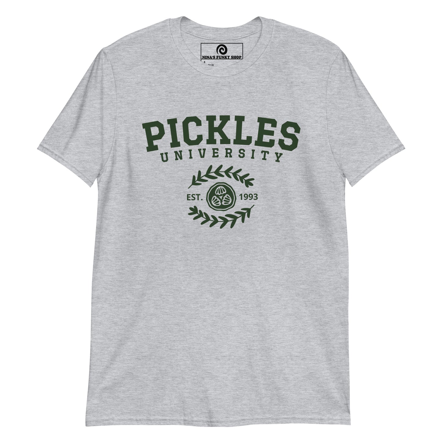 Gray pickle t-shirt - Are you a pickle enthusiast? Looking for a unique gift for a pickle lover? Our Pickle University 1993 T-Shirt is soft, comfortable and just what you need. It's a funny pickle t-shirt that's perfect for pickle lovers and foodies of all kinds. Looking for something personalized? Shoot us an email!