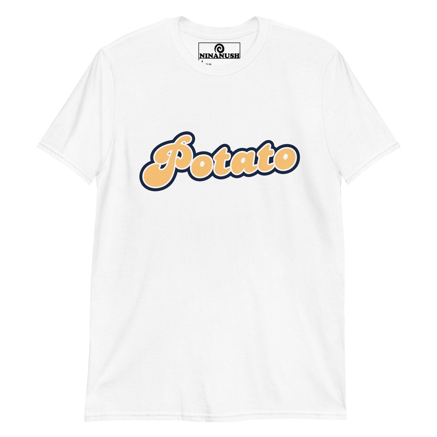 White Potato Shirt from Nina's Funky Shop by ninanush - Are you a potato? Do you love potatoes? We have the perfect shirt for you! Introducing our Potato Shirt. This funny foodie tee is soft and comfortable with the word "Potato", expertly printed across the front. It's a statement shirt for potato enthusiasts and foodies of all kinds.