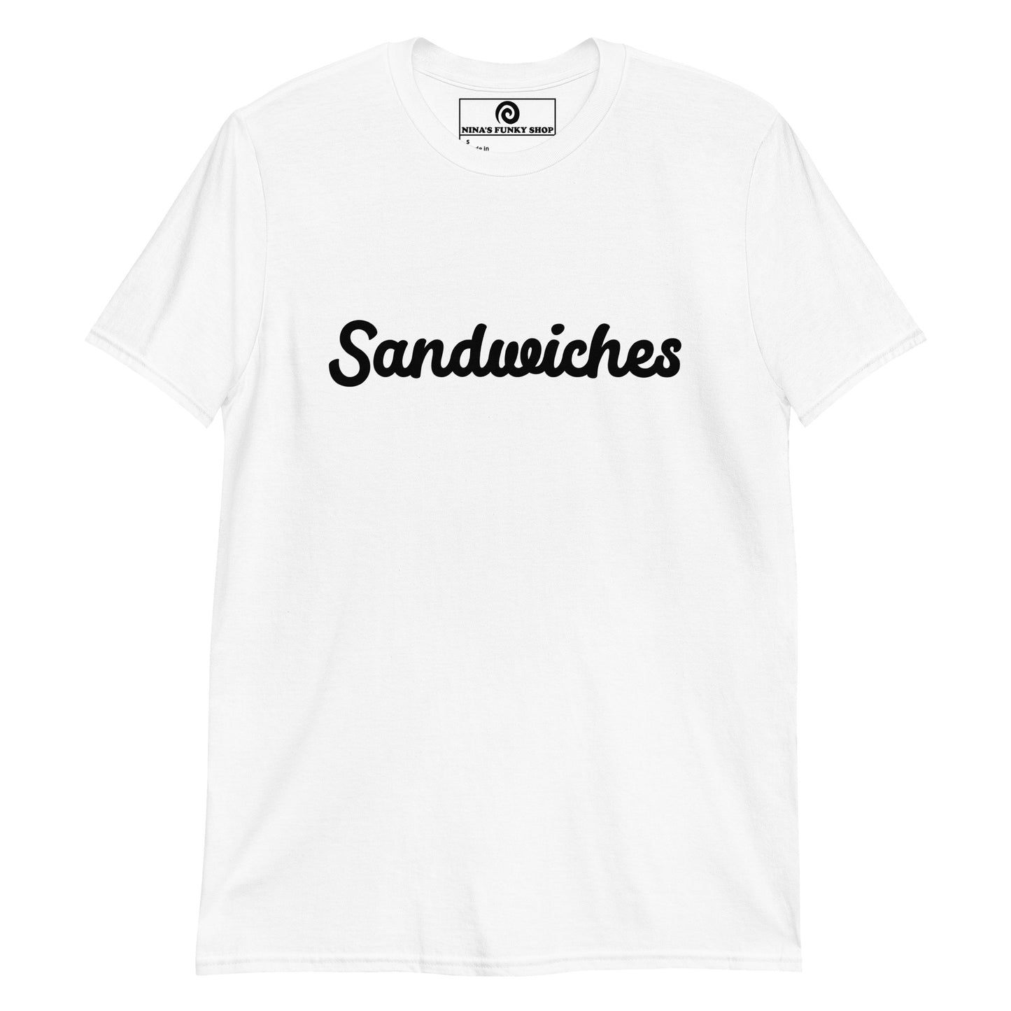 White Sandwiches T-shirt -Love sandwiches? Looking for a funny gift for sandwich lover? Our customizable Sandwich T-shirt is just what you need. It's a soft and comfortable cotton shirt with a funny foodie design, expertly printed on the front. Celebrate your favorite foods in our funky foodie clothing, designed by Nina and made just for you.