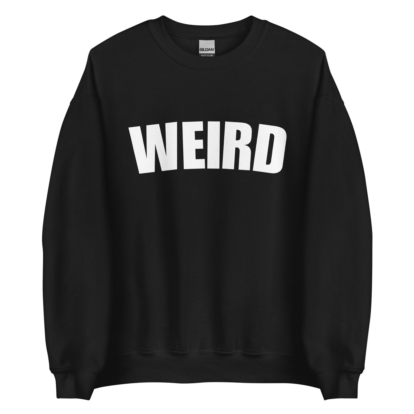 Black Weird Sweatshirt from Nina's Funky Shop by ninanush - Stay weird in this soft and comfortable varsity sweatshirt. It's a unisex, crew neck sweatshirt that comes in a variety of colors with "Weird", expertly printed on the front. Perfect for cozy nights in or stand out streetwear, this weird sweatshirt is designed by Nina and made just for you.