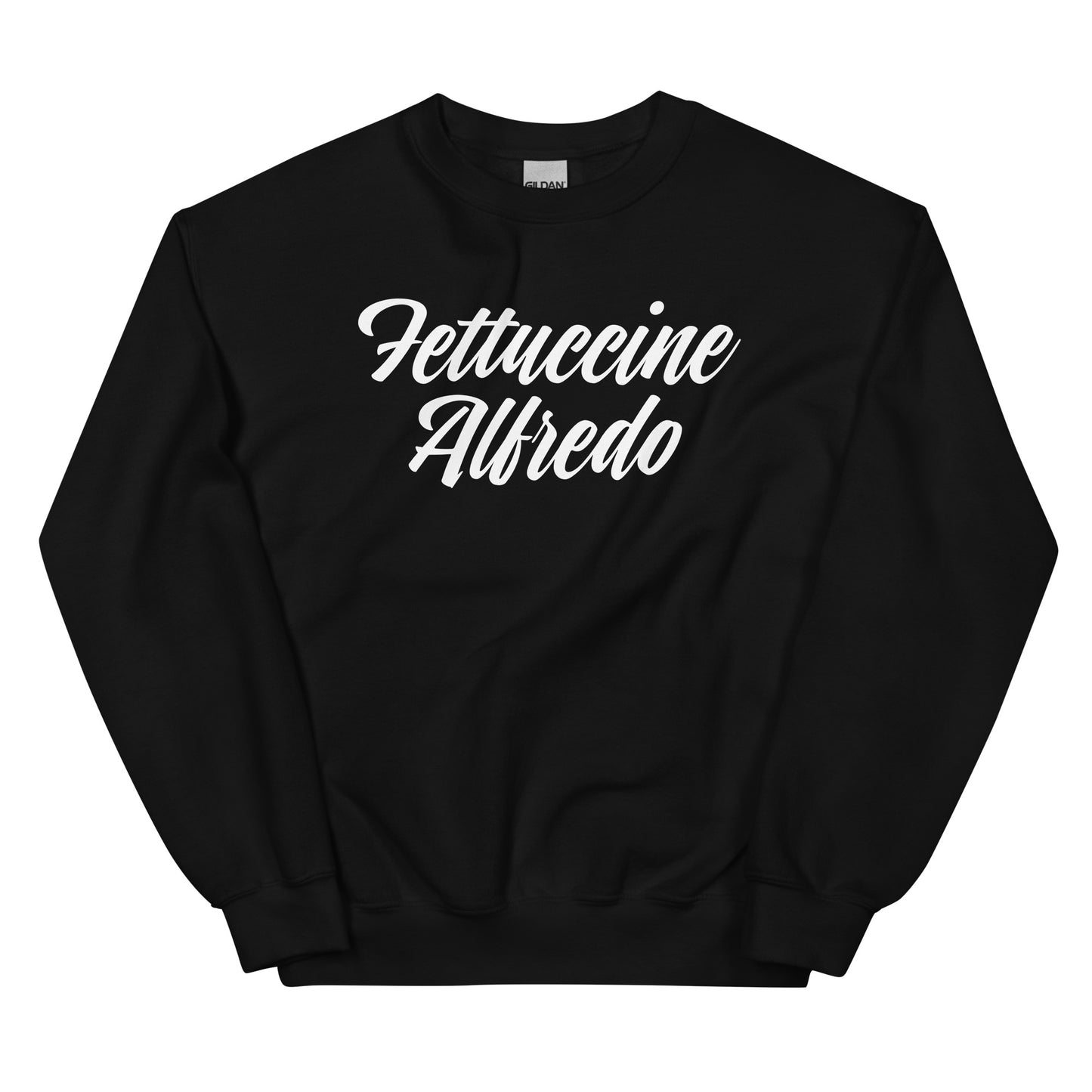 Black Fettuccine Alfredo Crewneck Sweatshirt - Fettuccine Alfredo enthusiast? Looking for a gift for a pasta lover? Our Fettuccine Alfredo Crewneck Sweatshirt is cozy, soft, and made just for you!