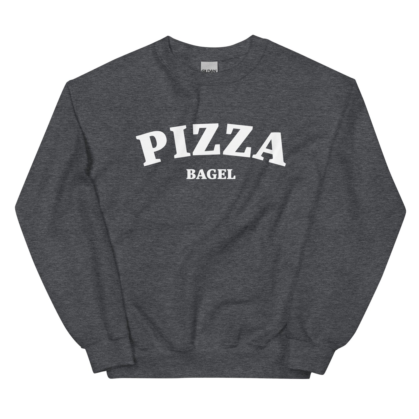 Gray pizza bagel sweatshirt for foodies - This pizza bagel sweatshirt is must-have for all pizza bagel enthusiasts! It's a classic crew neck sweatshirt that's soft, comfortable and shows your love of pizza bagels. This funny food sweatshirt is perfect for cozy nights, streetwear or a funny gift for foodies. Make a statement in this pizza bagel lover sweatshirt.