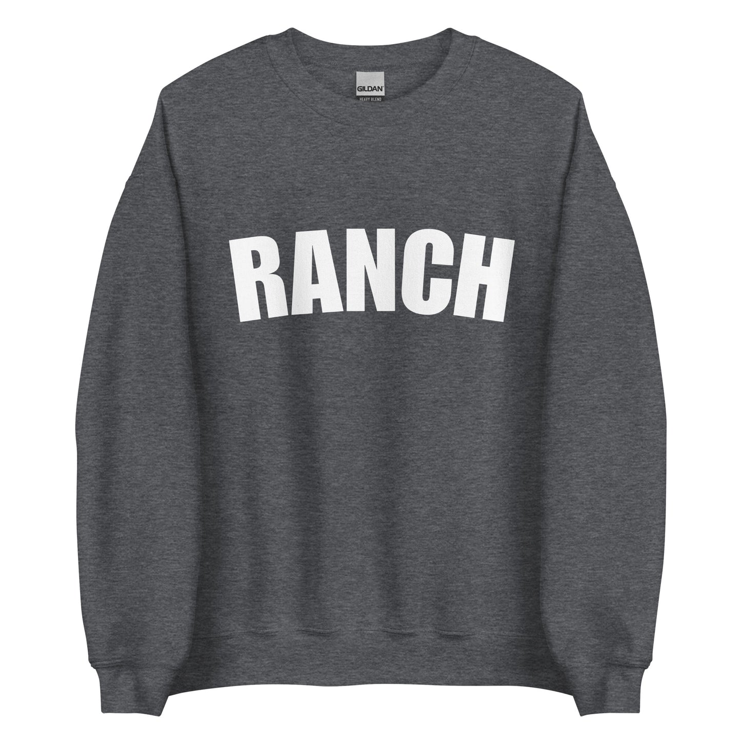Dark Gray Ranch Sweatshirt from Nina's Funky Shop by ninanush - Do you love ranch? This funny foodie sweatshirt for ranch lovers was made just for you. It's a unisex, crew neck sweatshirt with the word "Ranch", expertly printed on the front. Perfect for cozy nights in or colorful and bold stand out streetwear for foodies, this ranch enthusiast sweatshirt is designed by Nina.
