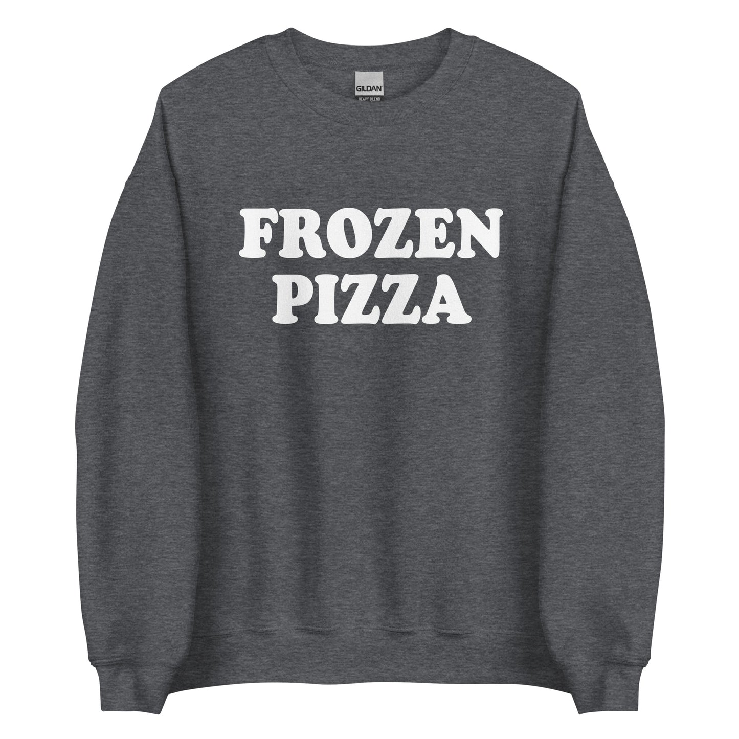 Dark Gray Frozen Pizza Sweatshirt from Nina's Funky Shop by ninanush - Do you frozen pizza? Looking for a funny gift for a friend? Our Frozen Pizza Crewneck Sweatshirt is just what you need. It's a unisex sweatshirt for foodies with "frozen pizza" on the front. A funny food sweatshirt for cozy nights in or streetwear for foodies.This frozen pizza enthusiast sweatshirt is made just for you.