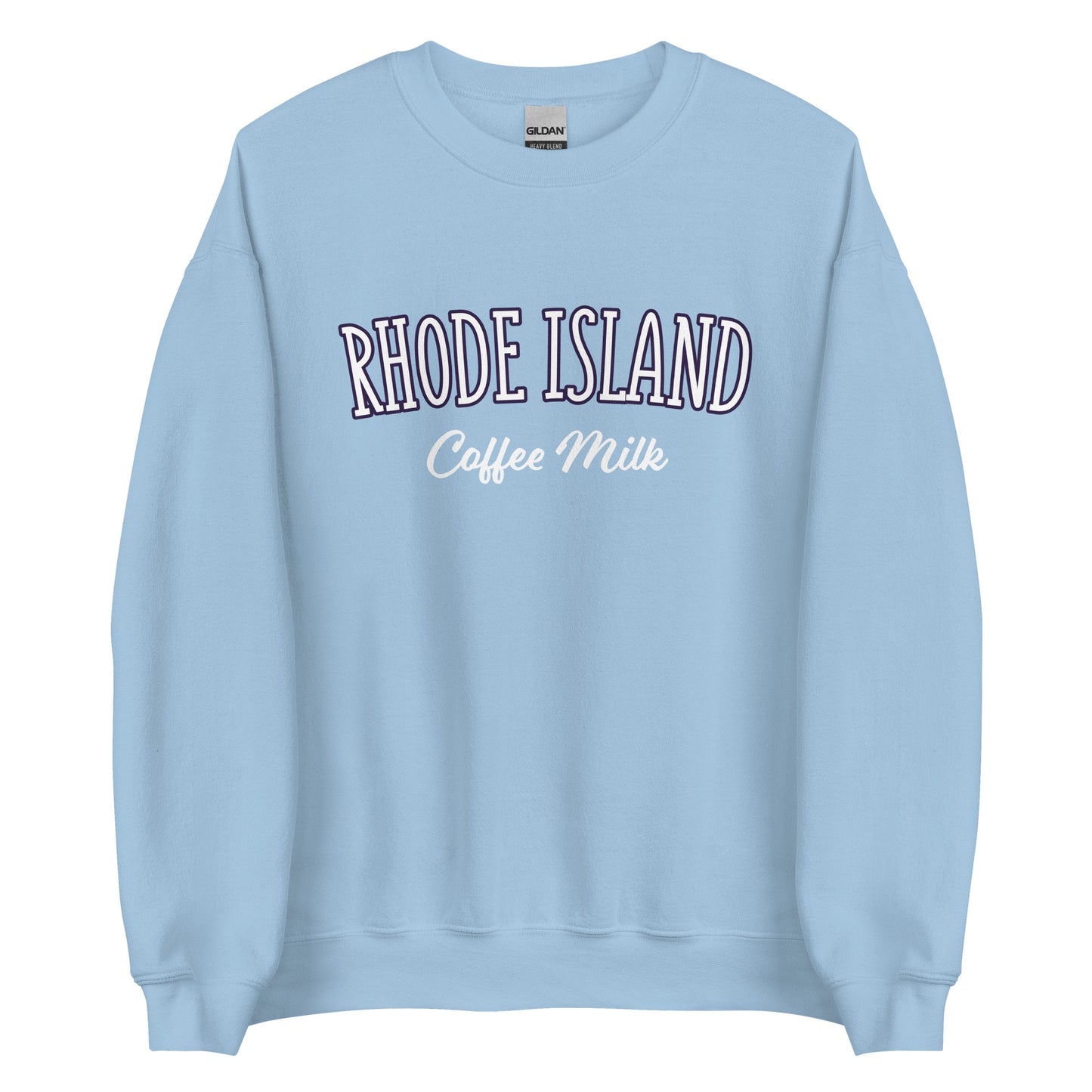 Light Blue Rhode Island Coffee Milk Sweatshirt from Nina's Funky Shop by ninanush - Love coffee milk? Looking for a fun Rhode Island Gift? Introducing our Rhode Island Coffee Milk Sweatshirt! It's a fun sweatshirt for coffee milk lovers with the words "Rhode Island Coffee Milk" on the front. The perfect Rhode Island sweatshirt for cozy nights in or stand out streetwear for New England foodies.