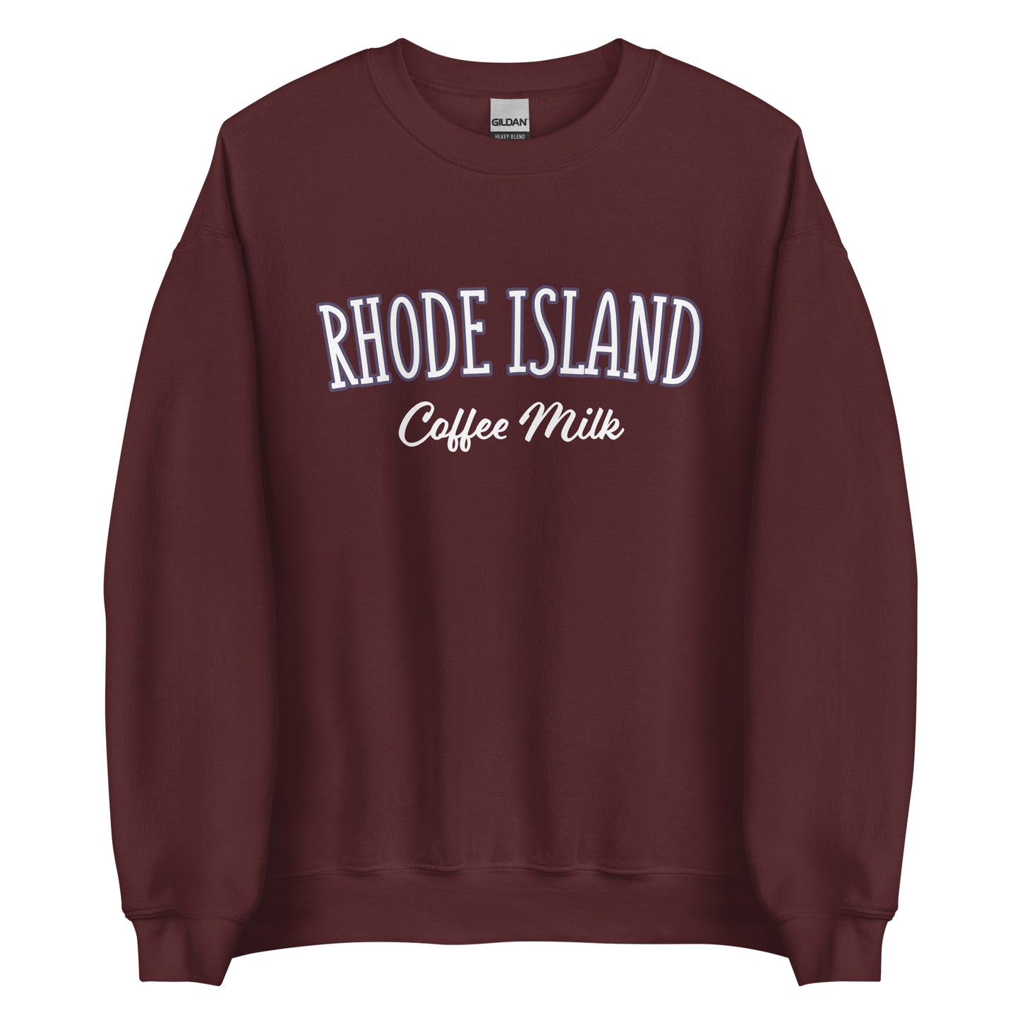 Maroon Rhode Island Coffee Milk Sweatshirt from Nina's Funky Shop by ninanush - Love coffee milk? Looking for a fun Rhode Island Gift? Introducing our Rhode Island Coffee Milk Sweatshirt! It's a fun sweatshirt for coffee milk lovers with the words "Rhode Island Coffee Milk" on the front. The perfect Rhode Island sweatshirt for cozy nights in or stand out streetwear for New England foodies.