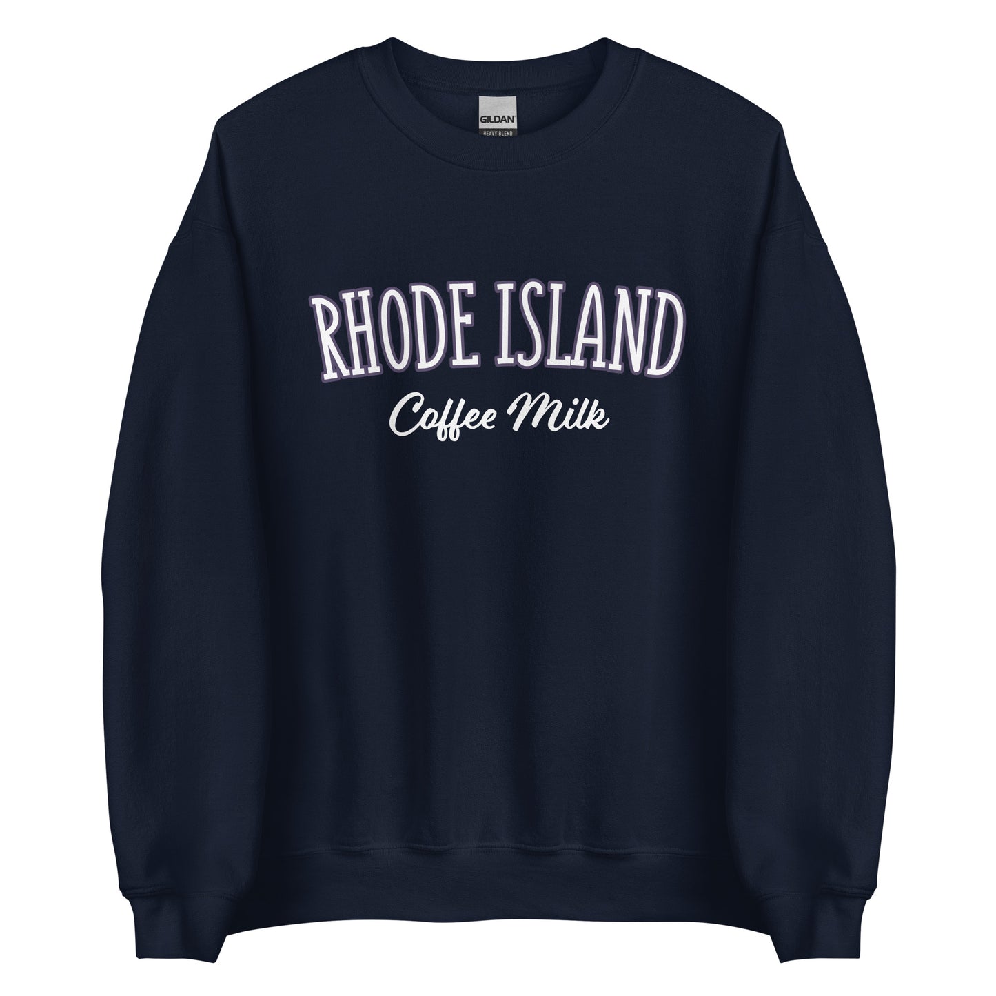 Navy Rhode Island Coffee Milk Sweatshirt from Nina's Funky Shop by ninanush - Love coffee milk? Looking for a fun Rhode Island Gift? Introducing our Rhode Island Coffee Milk Sweatshirt! It's a fun sweatshirt for coffee milk lovers with the words "Rhode Island Coffee Milk" on the front. The perfect Rhode Island sweatshirt for cozy nights in or stand out streetwear for New England foodies.
