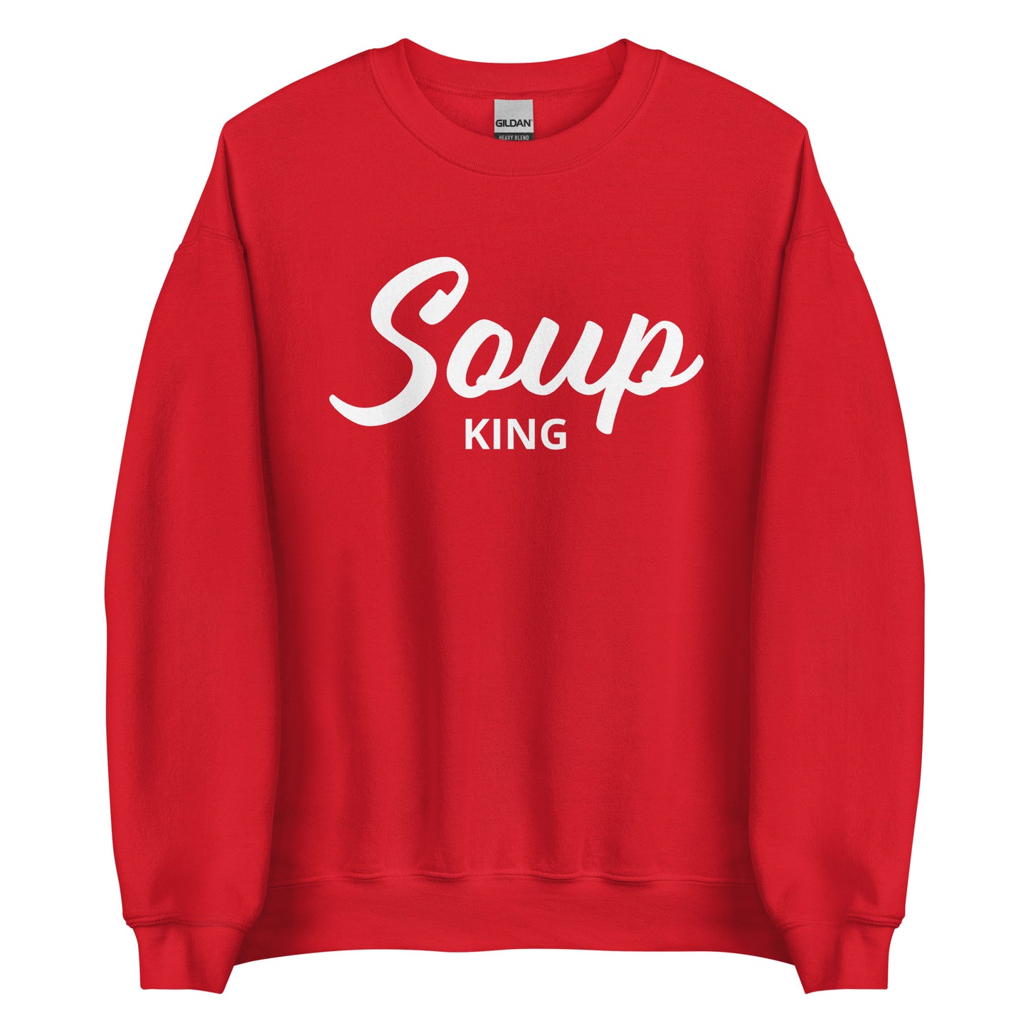 Red Soup King Sweatshirt from Nina's Funky Shop by ninanush - Do you love soup? Looking for a funny gift for a soup lover? Our Soup King Crewneck Sweatshirt is just what you need. It's a unisex soup sweatshirt that comes in a variety of colors with "soup king" on the front. This funny soup sweatshirt is made just for you. Celebrate your favorite foods in our funky foodie apparel.