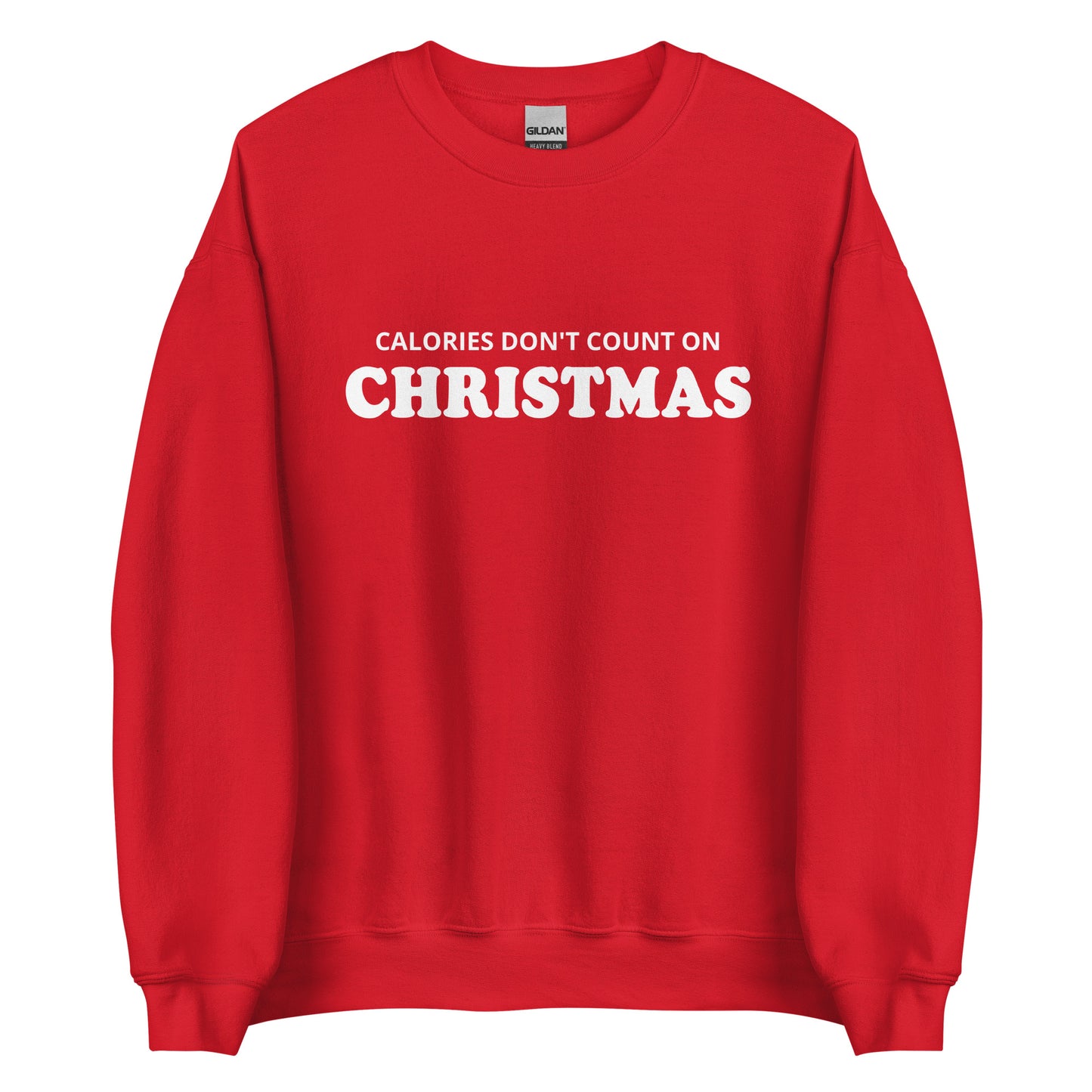 Red Calories Don't Count On Christmas Sweatshirt from Nina's Funky Shop by ninanush - Looking for a funny Christmas sweatshirt? A holiday gift for a foodie friend? Our Calories Don't Count On Christmas Sweatshirt is soft, comfortable and made just for you. It comes in a variety of colors with "Calories Don't Count On Christmas", expertly printed on the front. Celebrate your favorite Christmas Food in style.