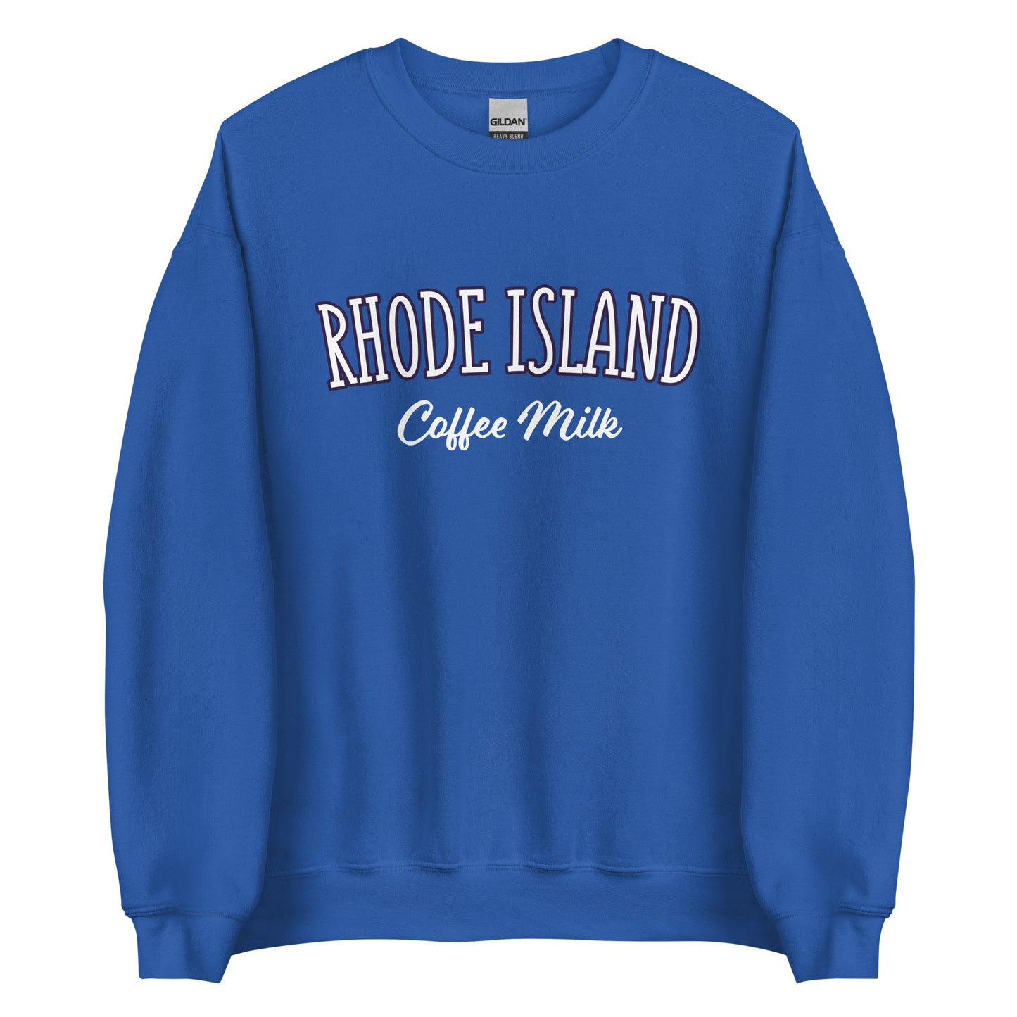 Royal Blue Rhode Island Coffee Milk Sweatshirt from Nina's Funky Shop by ninanush - Love coffee milk? Looking for a fun Rhode Island Gift? Introducing our Rhode Island Coffee Milk Sweatshirt! It's a fun sweatshirt for coffee milk lovers with the words "Rhode Island Coffee Milk" on the front. The perfect Rhode Island sweatshirt for cozy nights in or stand out streetwear for New England foodies.