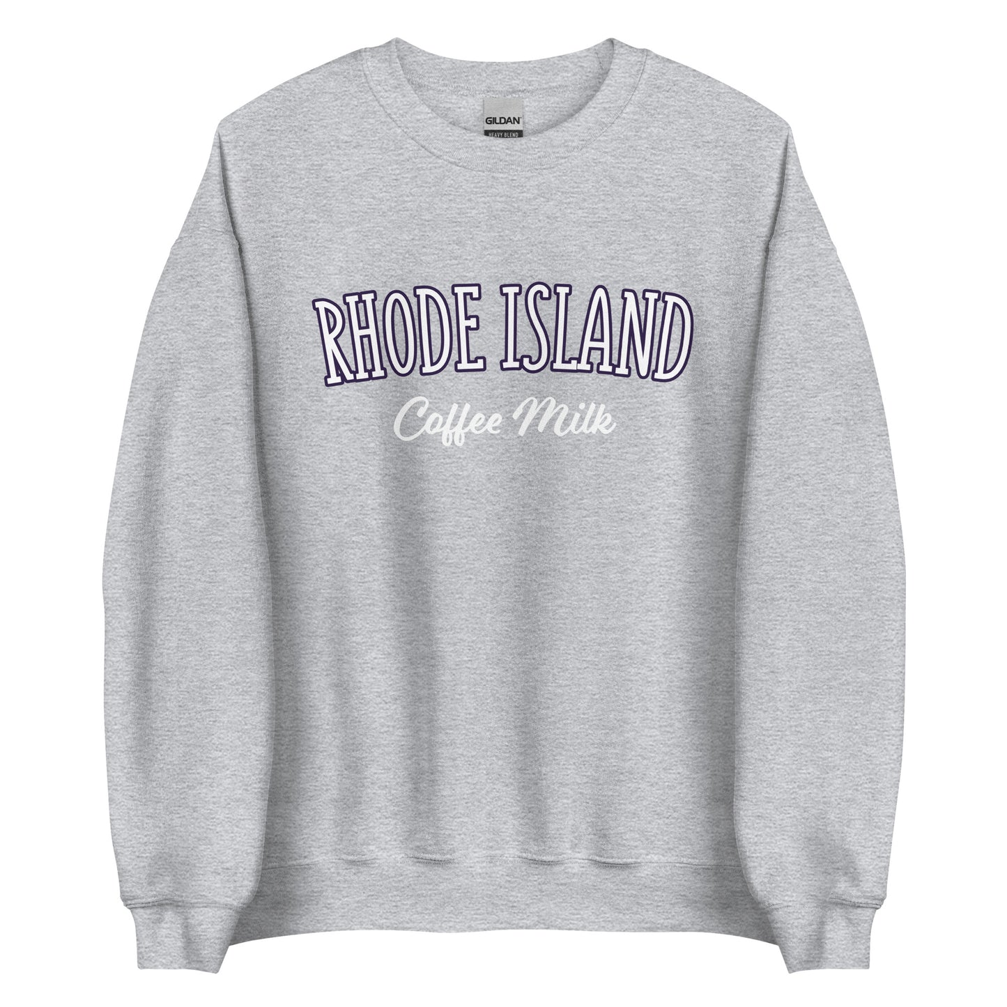 Light Gray Rhode Island Coffee Milk Sweatshirt from Nina's Funky Shop by ninanush - Love coffee milk? Looking for a fun Rhode Island Gift? Introducing our Rhode Island Coffee Milk Sweatshirt! It's a fun sweatshirt for coffee milk lovers with the words "Rhode Island Coffee Milk" on the front. The perfect Rhode Island sweatshirt for cozy nights in or stand out streetwear for New England foodies.