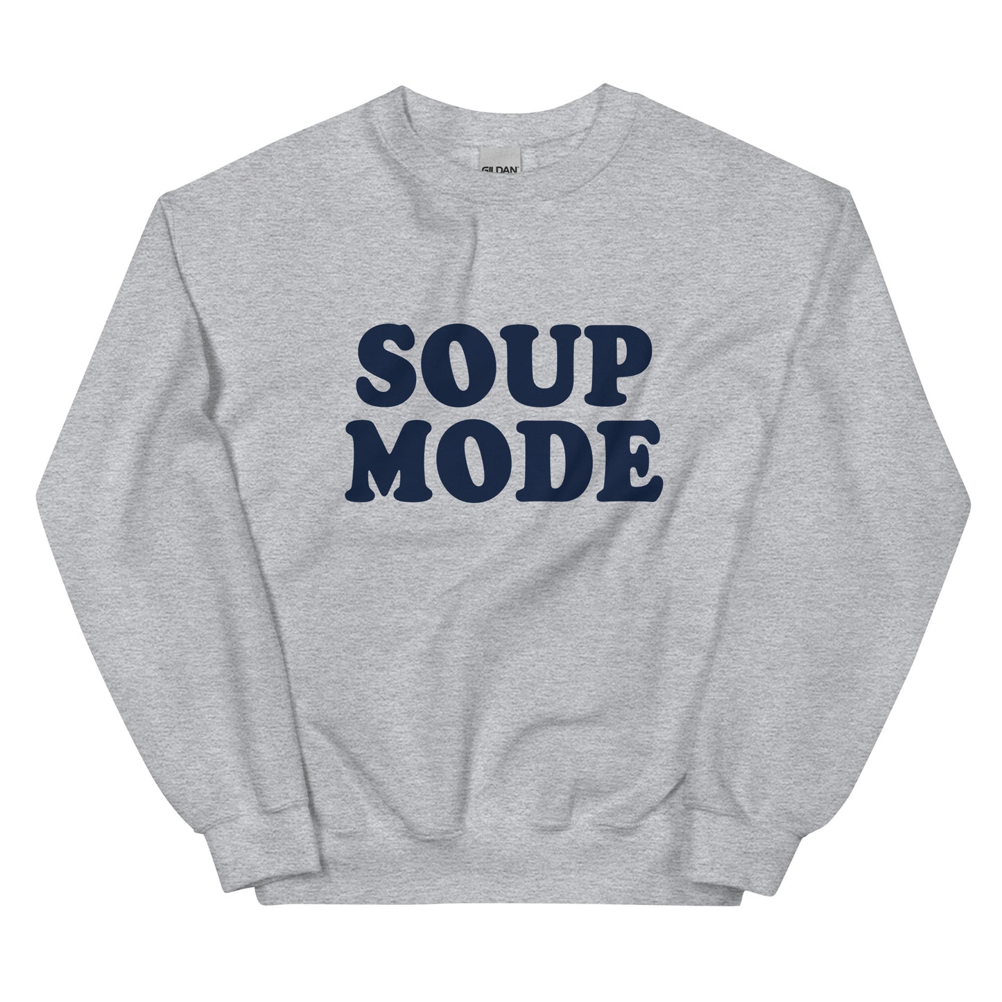 Light Gray Soup Mode Sweatshirt - Love soup? Looking for a gift for a soup enthusiast? Our Soup Mode Sweatshirt is soft, cozy and made just for you! It's a funny crewneck sweatshirt, expertly printed and perfect for everyday activities or lounging around the house eating soup. Looking for something personalized? Shoot us a message!