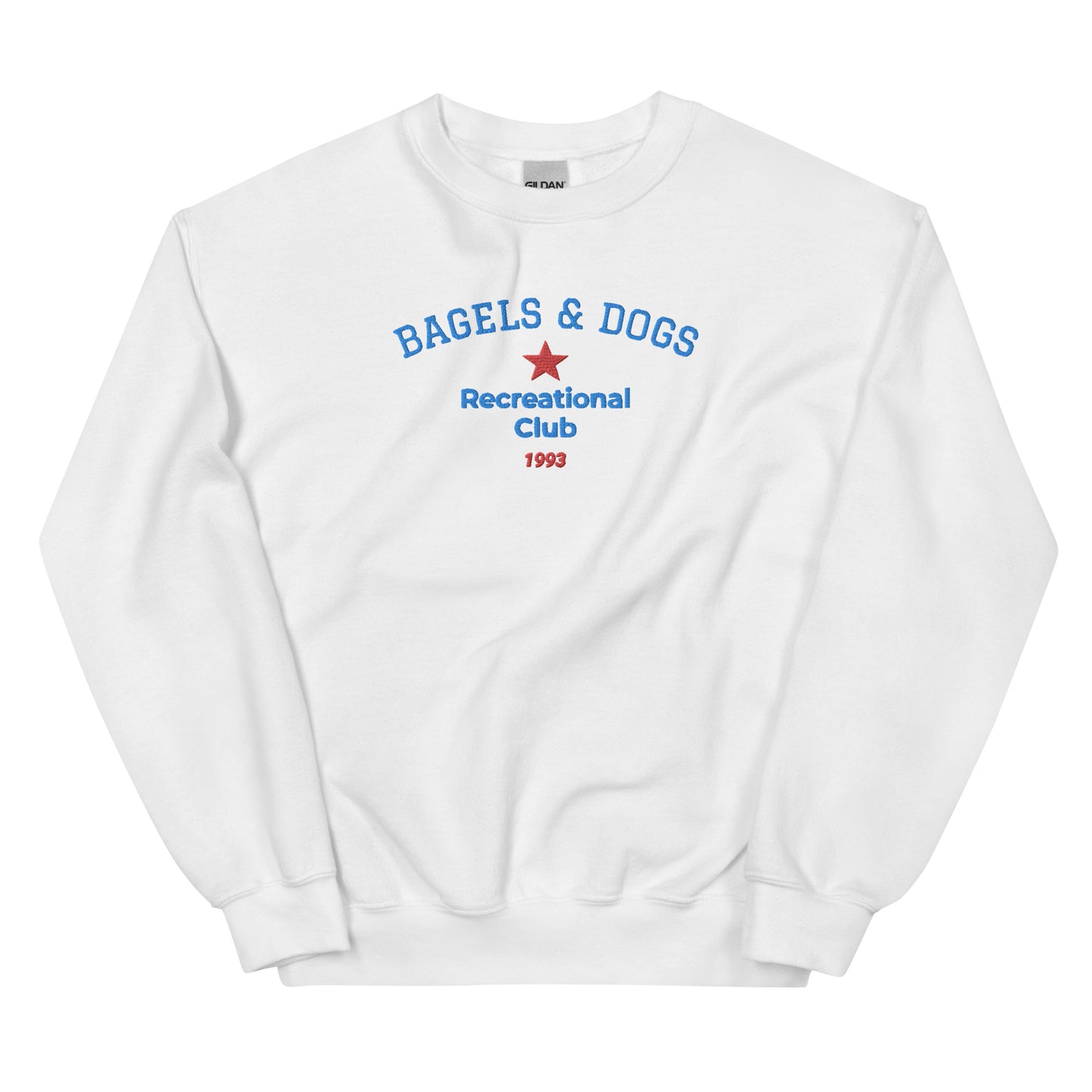 White bagels and dogs club sweatshirt from Nina's Funky Shop by ninanush - Do you love bagels and dogs? Looking for a funny gift for a friend? Our Bagels and Dogs Recreational Club Crewneck Sweatshirt is soft, comfortable and just what you need. It's a unisex sweatshirt that comes in a variety of colors with "Bagels And Dogs Recreational Club 1993", expertly embroidered on the front.