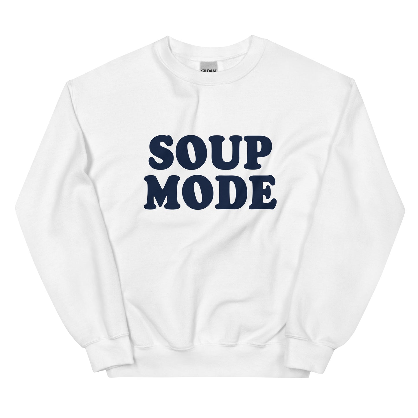 White Soup Mode Sweatshirt - Love soup? Looking for a gift for a soup enthusiast? Our Soup Mode Sweatshirt is soft, cozy and made just for you! It's a funny crewneck sweatshirt, expertly printed and perfect for everyday activities or lounging around the house eating soup. Looking for something personalized? Shoot us a message!