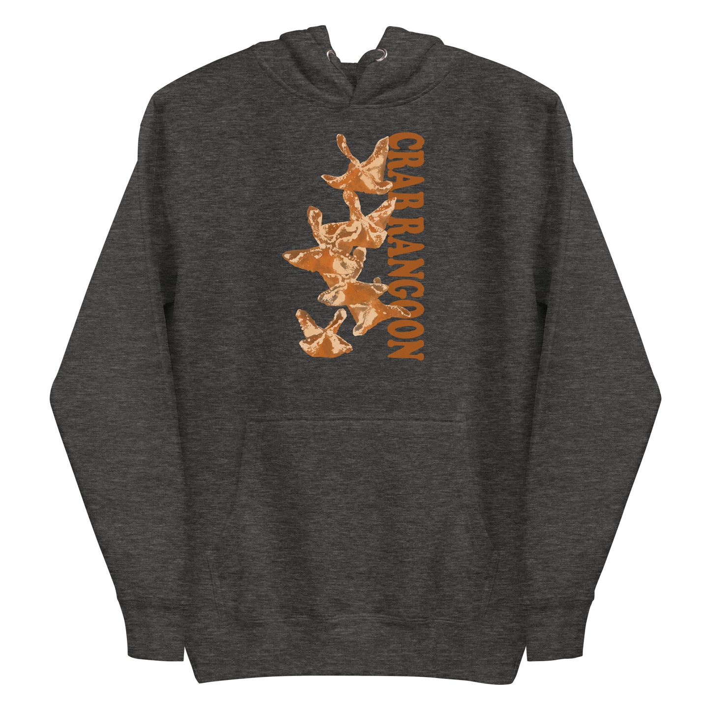Dark Gray Crab Rangoon Hoodie from Nina's Funky Shop by ninanush - Do you love crab Rangoon? Looking for a funny gift for a friend? Our Colorful Crab Rangoon Hoodie is soft, comfortable and just what you need. It's a unisex hoodie that comes in a variety of colors with a unique, hand drawn crab Rangoon design, expertly printed on the front. This crab Rangoon enthusiast hoodie is bold and made just for you.
