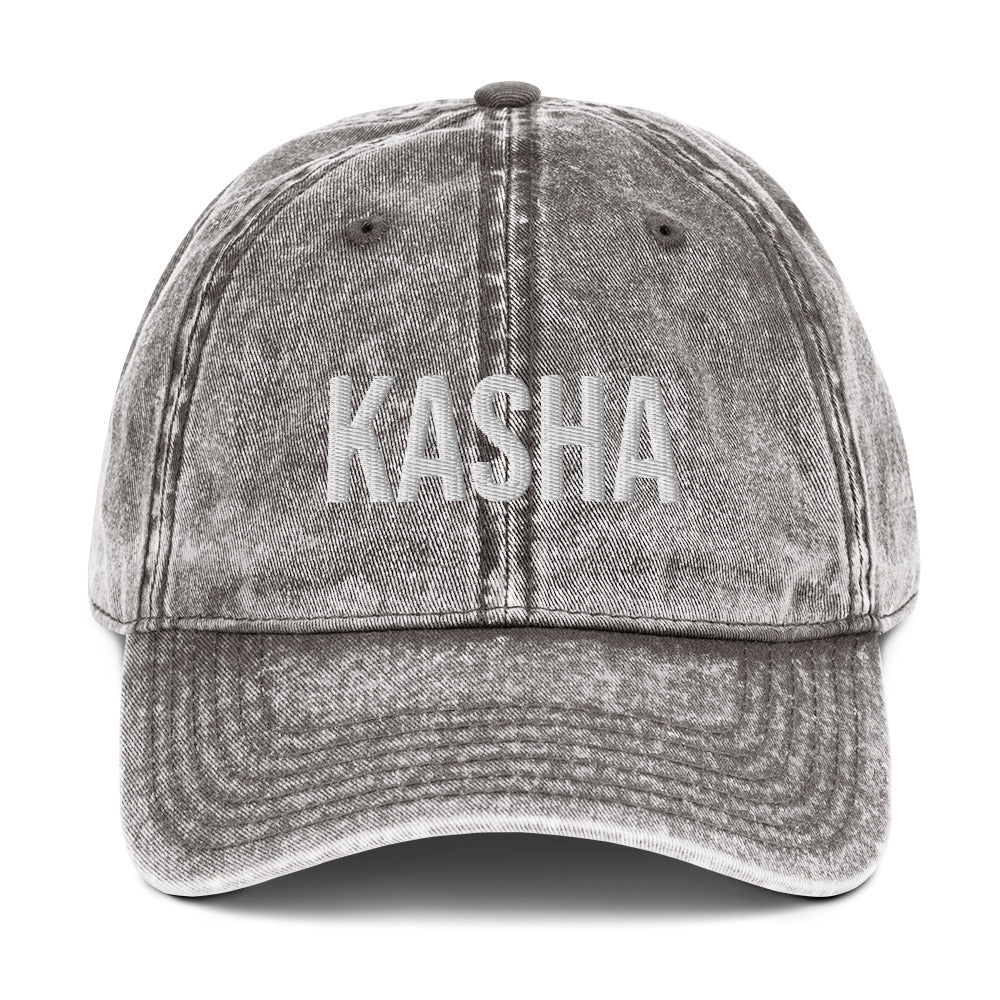 Gray kasha hat - If you love Eastern European food, this kasha hat was designed just for you. Eat kasha in style and share your foodie passion in this dad hat for kasha lovers. This funny foodie hat is made of cotton, with a faded vintage style and an eye-catching embroidery. Perfect for kasha enthusiasts and foodies of all kinds.