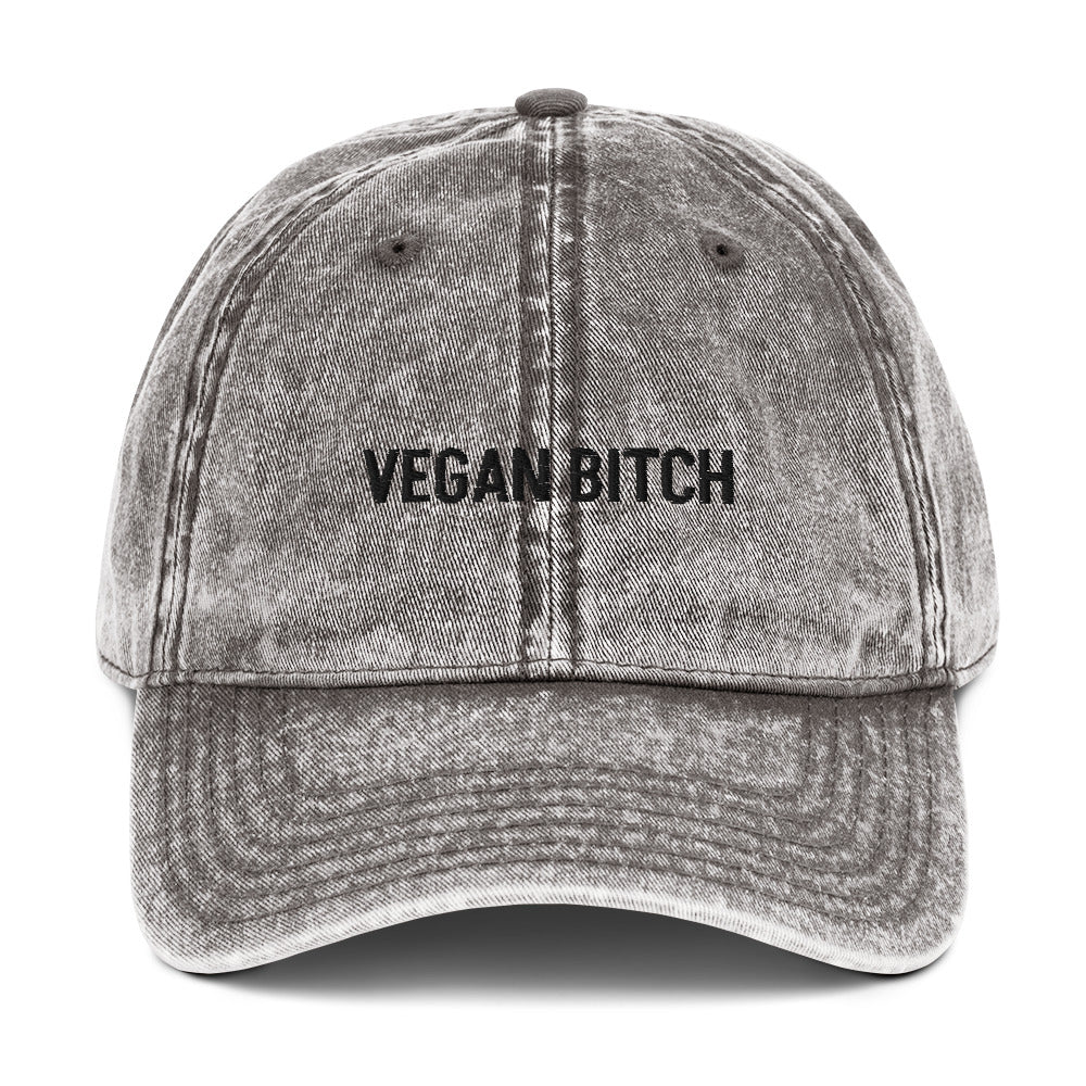 Gray vegan bitch dad hat from Nina's Funky Shop by ninanush - This funny vegan dad hat is the perfect hat for plant based babes and vegan foodies. It has an adjustable closure and comes in a variety of colors with "Vegan Bitch" embroidered on the front. Stand out, eat vegan food and add a bit personality to your everyday style in this funny dad hat for proud vegans bitches.