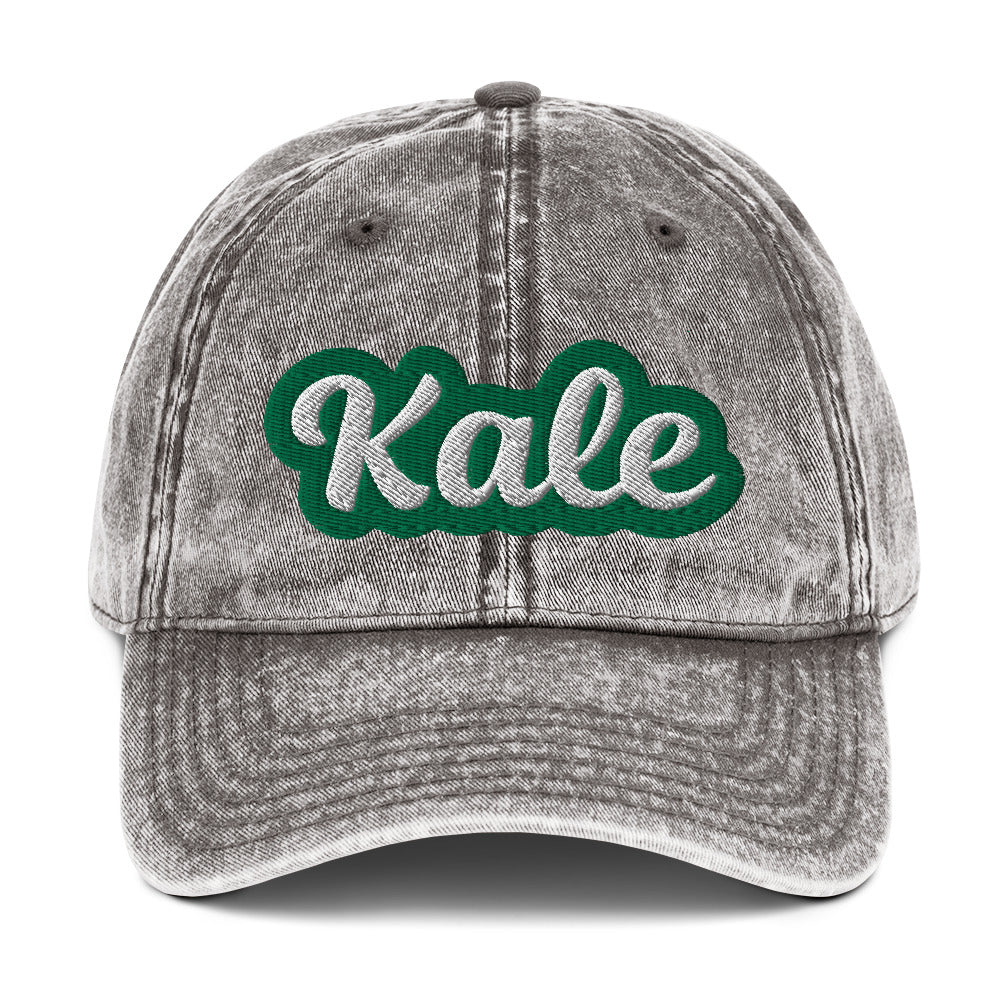 Gray kale dad hat from Nina's Funky Shop by ninanush - Eat kale and stand out in our kale dad hat. It has an adjustable closure and comes in a variety of colors with the word "kale", expertly embroidered on the front. Wear this kale hat and make a statement or give it as a funny gift for a kale enthusiast. It's a unique dad hat for foodies and veggie lovers of all kinds.
