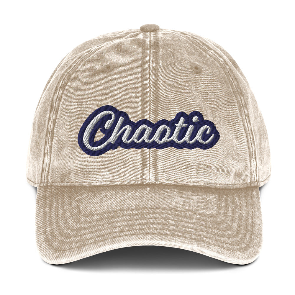 Khaki dad hat - This unique dad hat is the ultimate accessory for those who embrace the chaos! It's a funny dad hat with a washed out denim vintage style look and a unique embroidery. Wear it as an fashionable everyday hat or give it as a gift for wild friends. Add a little personality to your look with our funny clothing and accessories.
