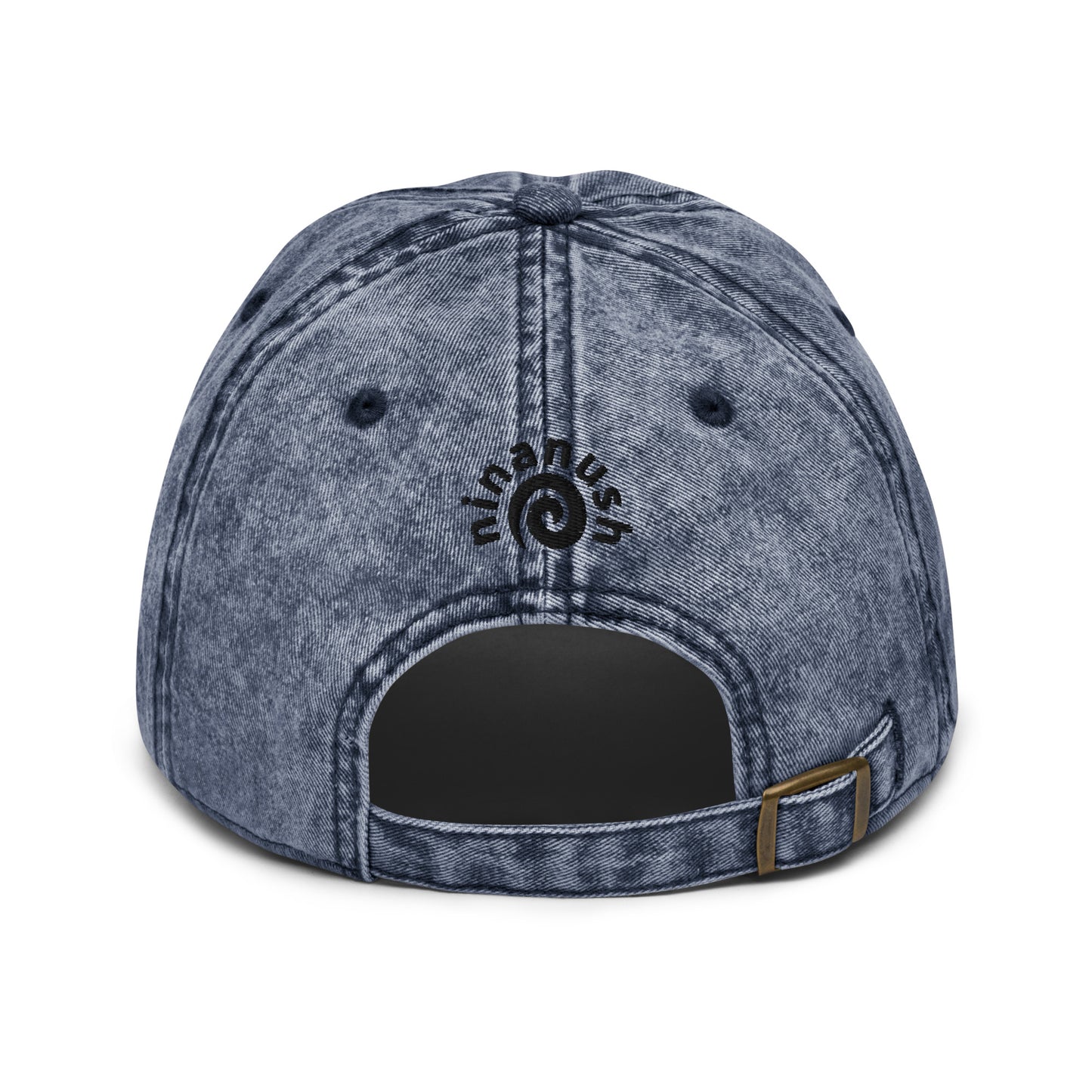 Back of blue shawarma dad hat - This shawarma dad hat is just what every Middle Eastern food lover needs. It's comfortable, eye-catching, designed for shawarma lovers and made just for you. This funny food hat has a washed out vintage style with a carefully embroidered design for shawarma enthusiasts. A perfect everyday hat or gift for shawarma lover.